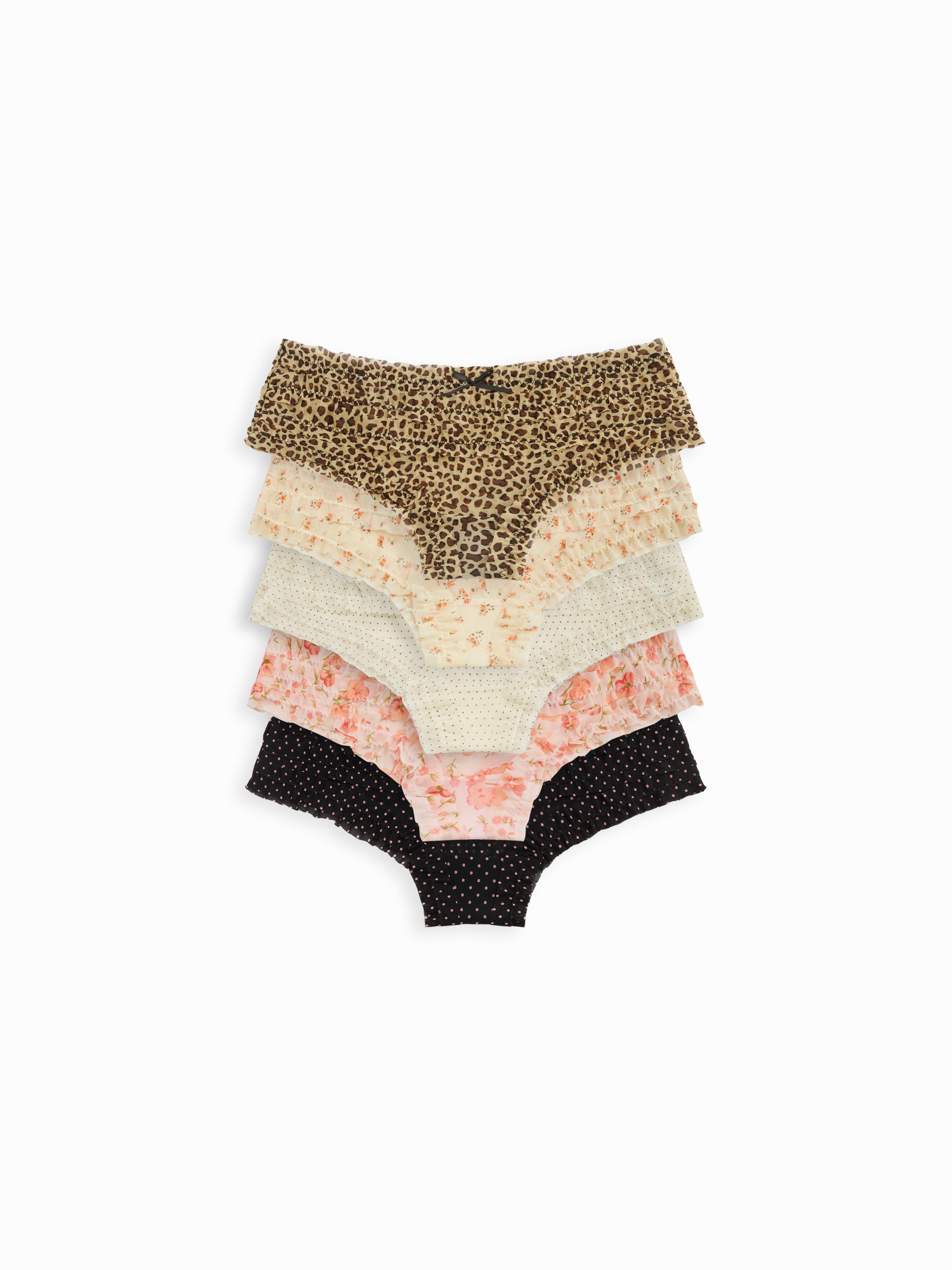 5 PCS Lace Mid Rise Lettuce Trim Bowknot Brief by CIDER
