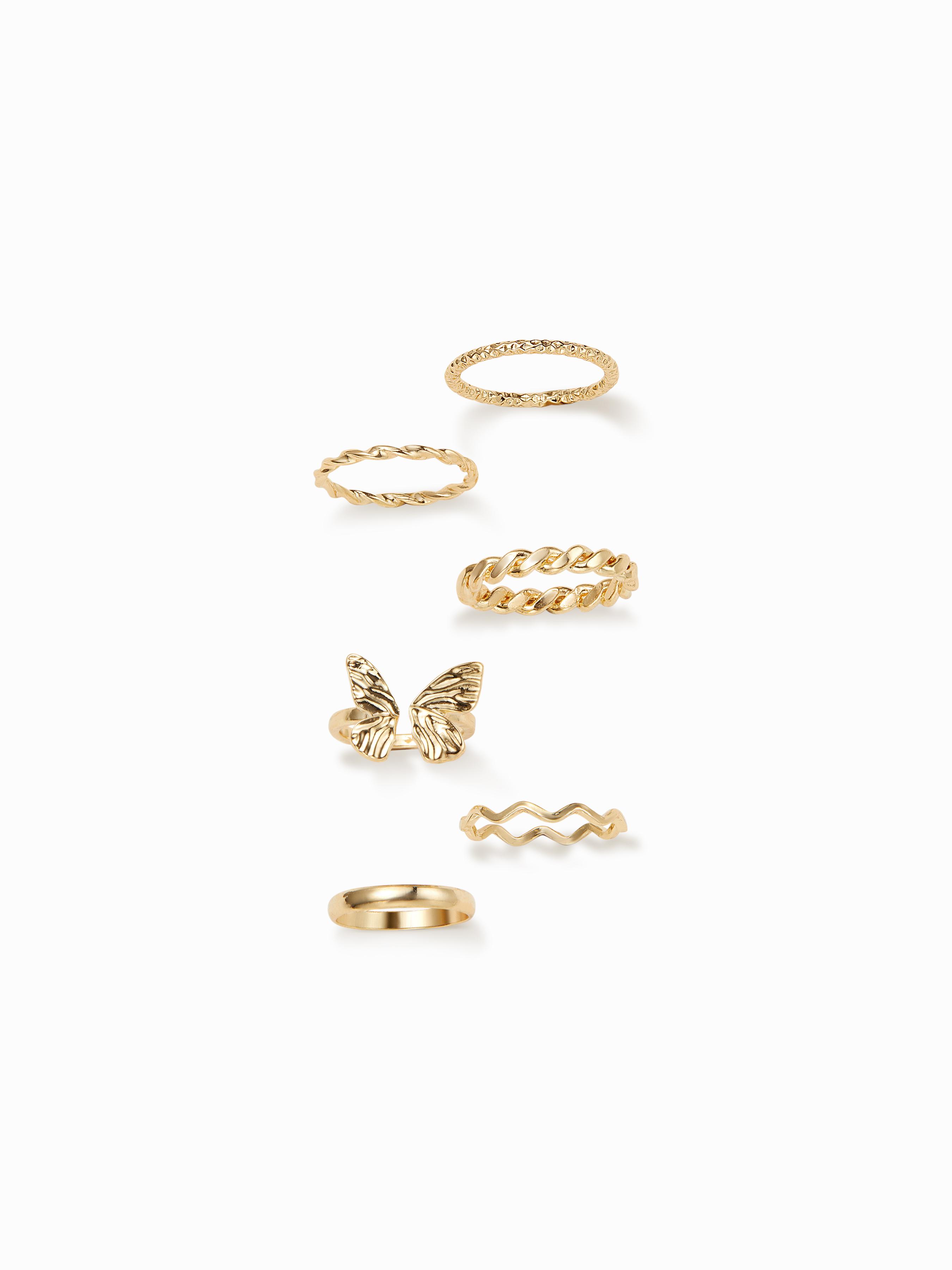 5 PCS WAVE & TWIST & BUTTERFLY RING SET by CIDER