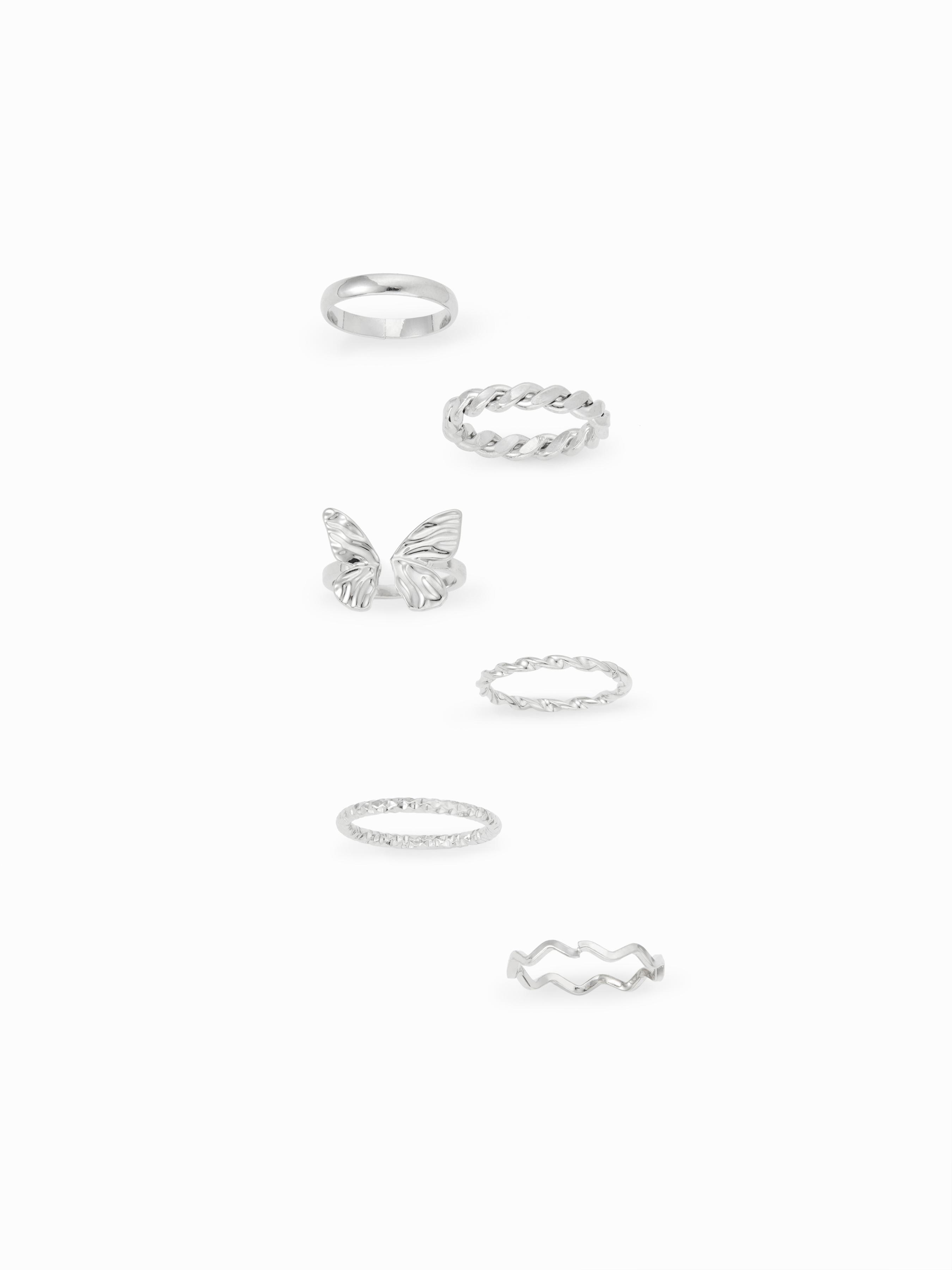 5 PCS WAVE & TWIST & BUTTERFLY RING SET by CIDER