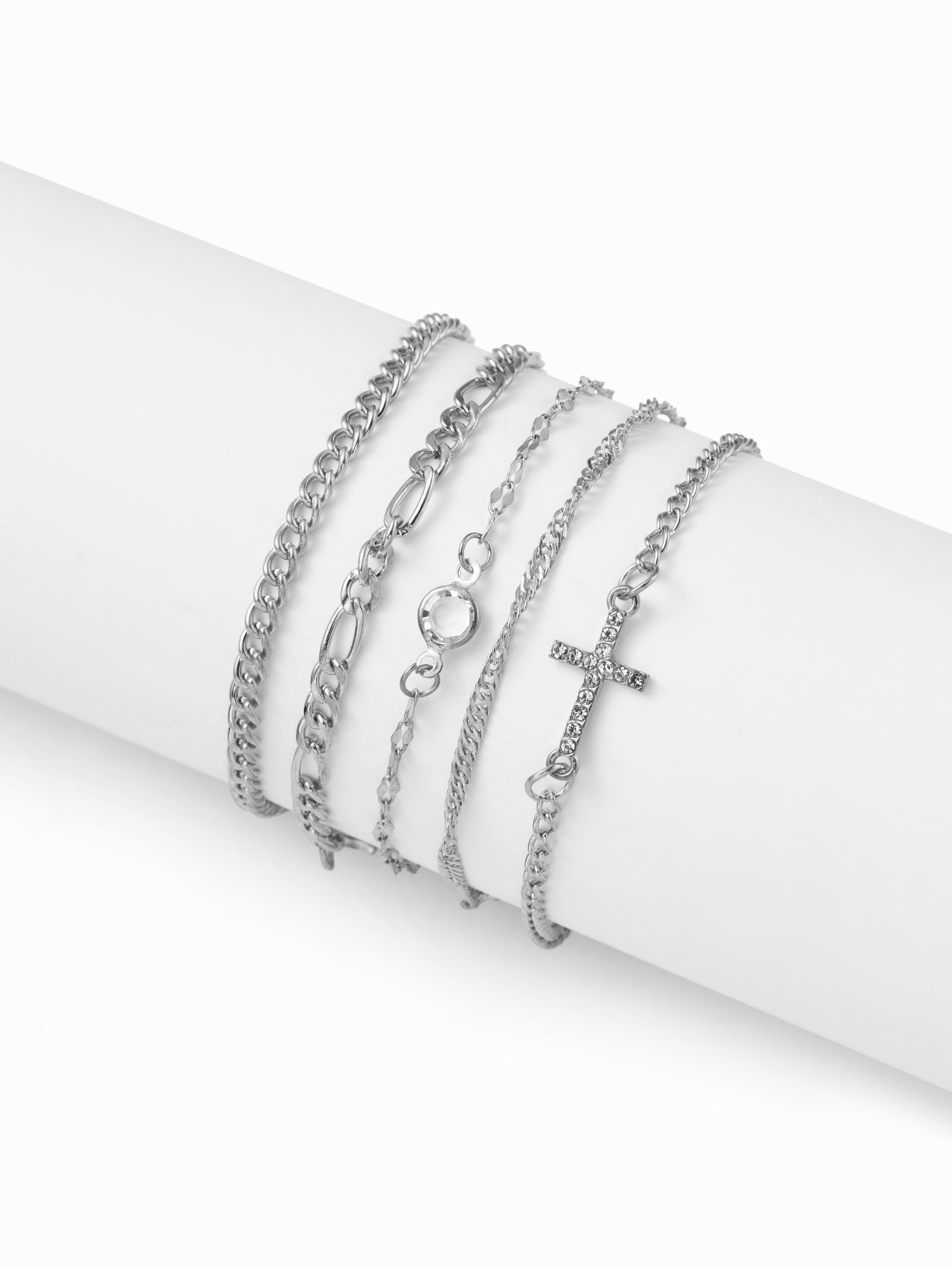 5PCS CROSS & RHINESTONE CHAIN BRACELET SET by CIDER