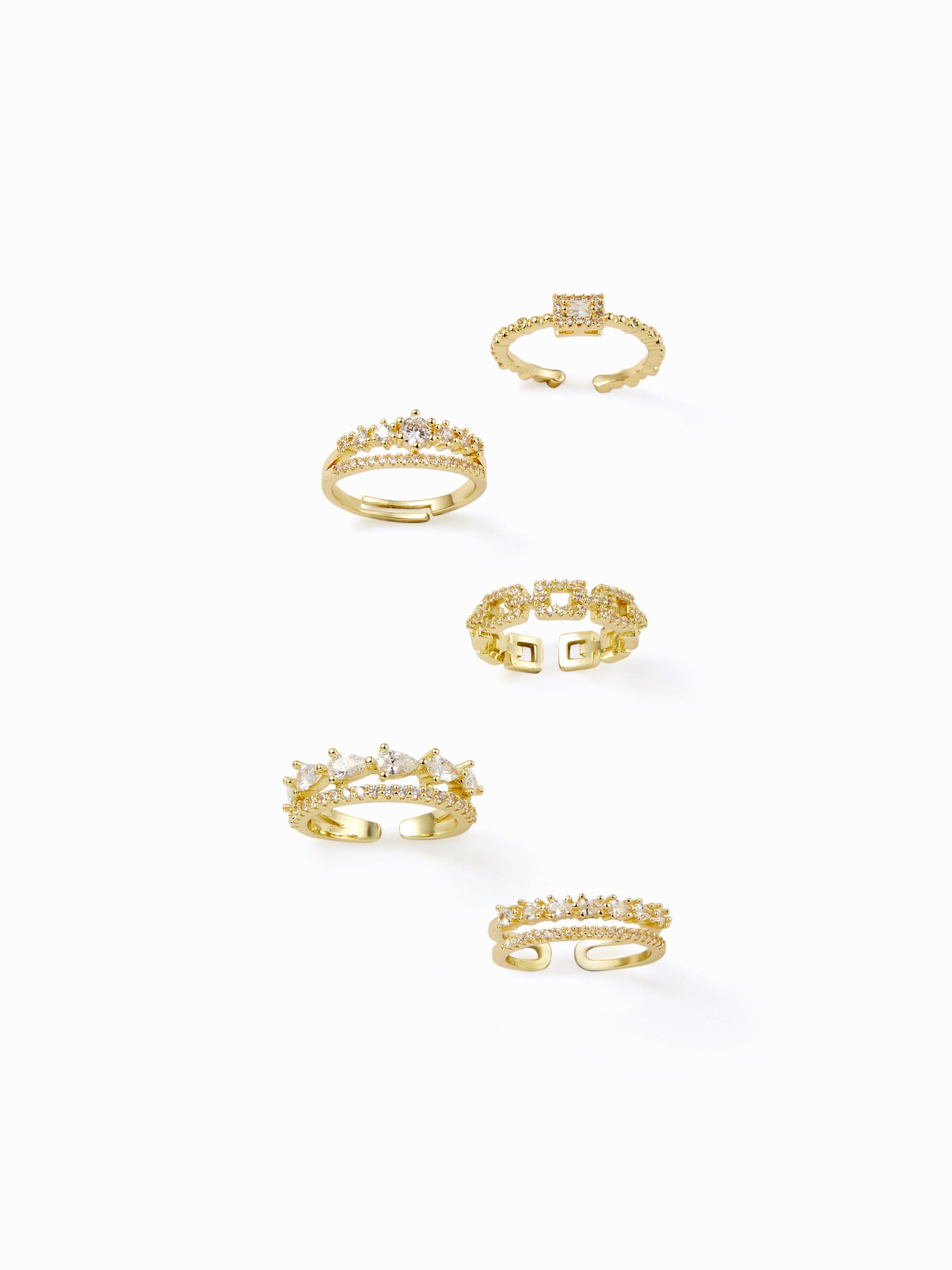 5PCS RHINESTONE DECOR RING by CIDER