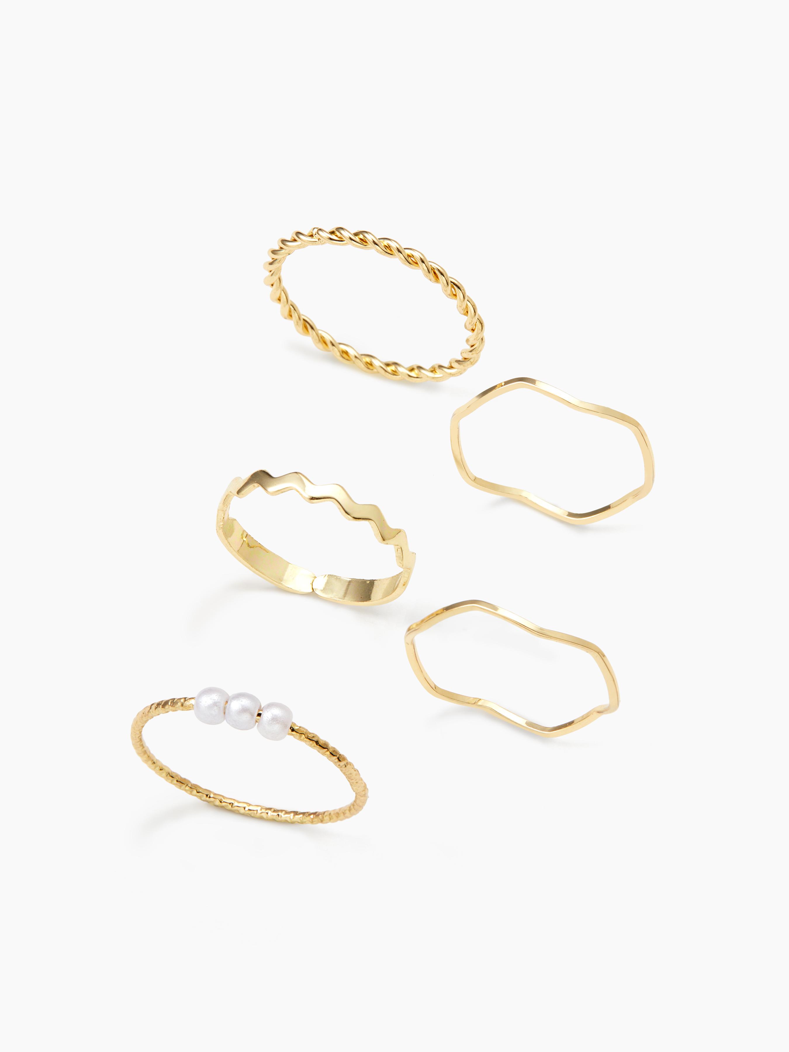 5PCS WAVE & TWIST & PEARL RING by CIDER
