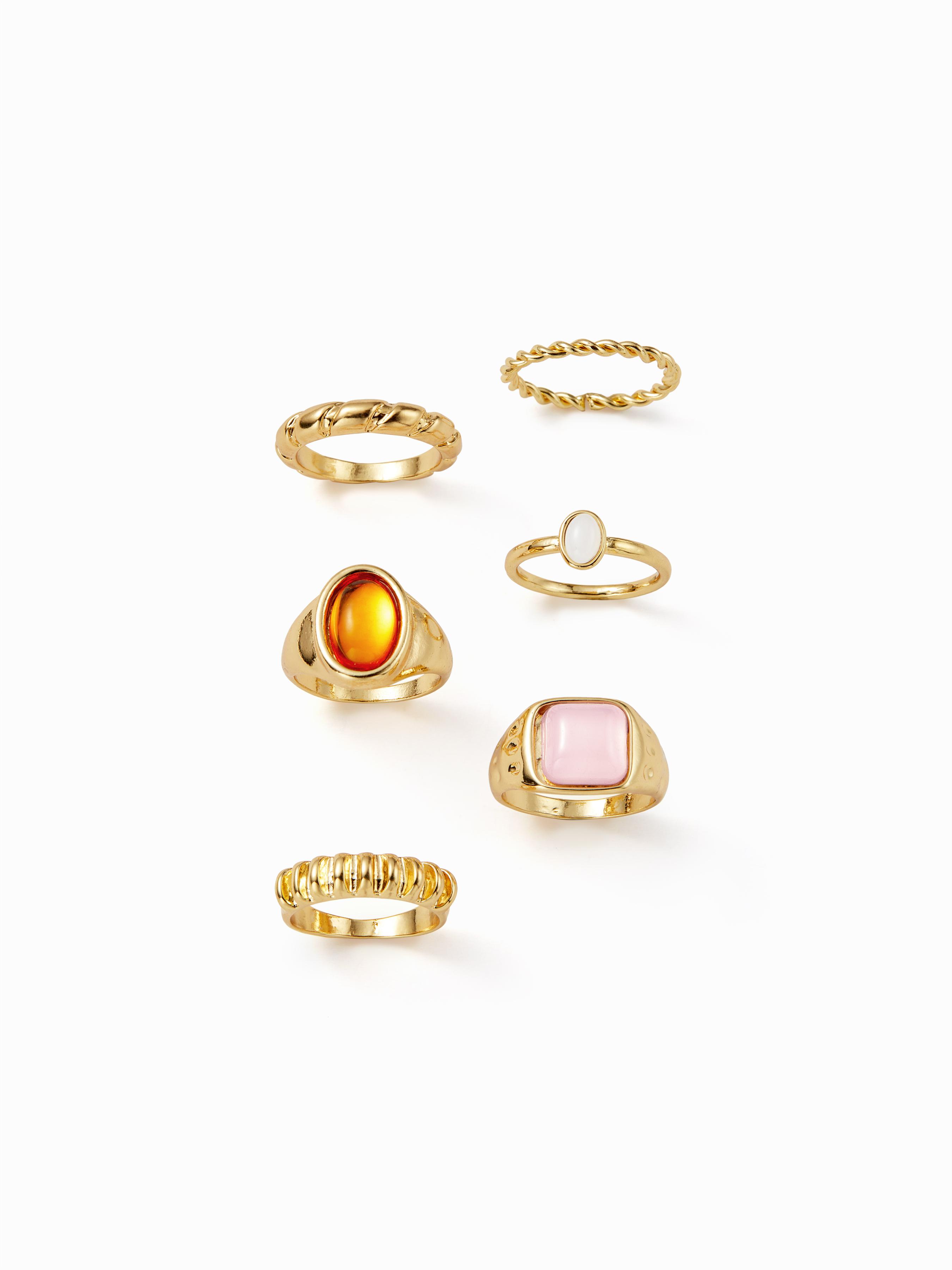 6 PCS GEMSTONE RING SET by CIDER