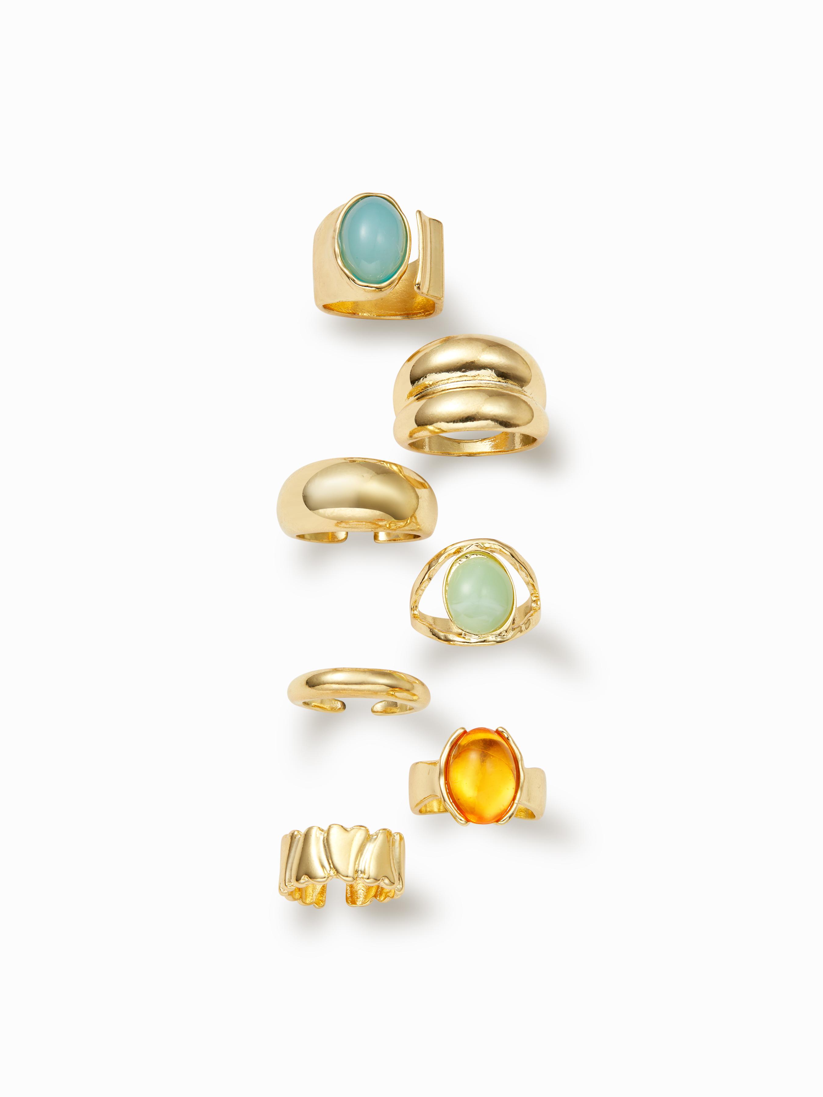 7PCS OVAL RESIN & HEART RING SET by CIDER