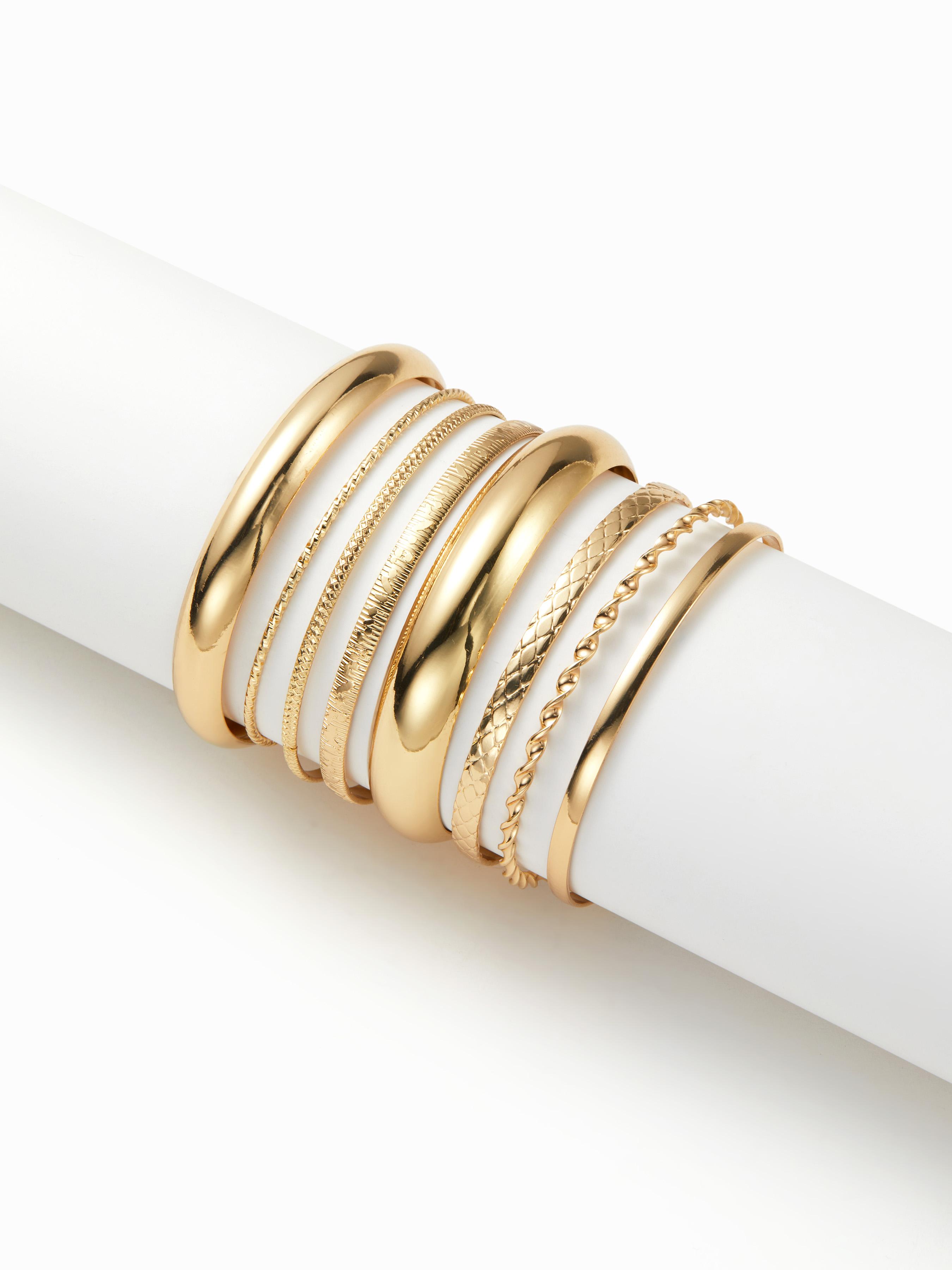 8 PCS TEXTURED BANGLE BRACELET SET by CIDER
