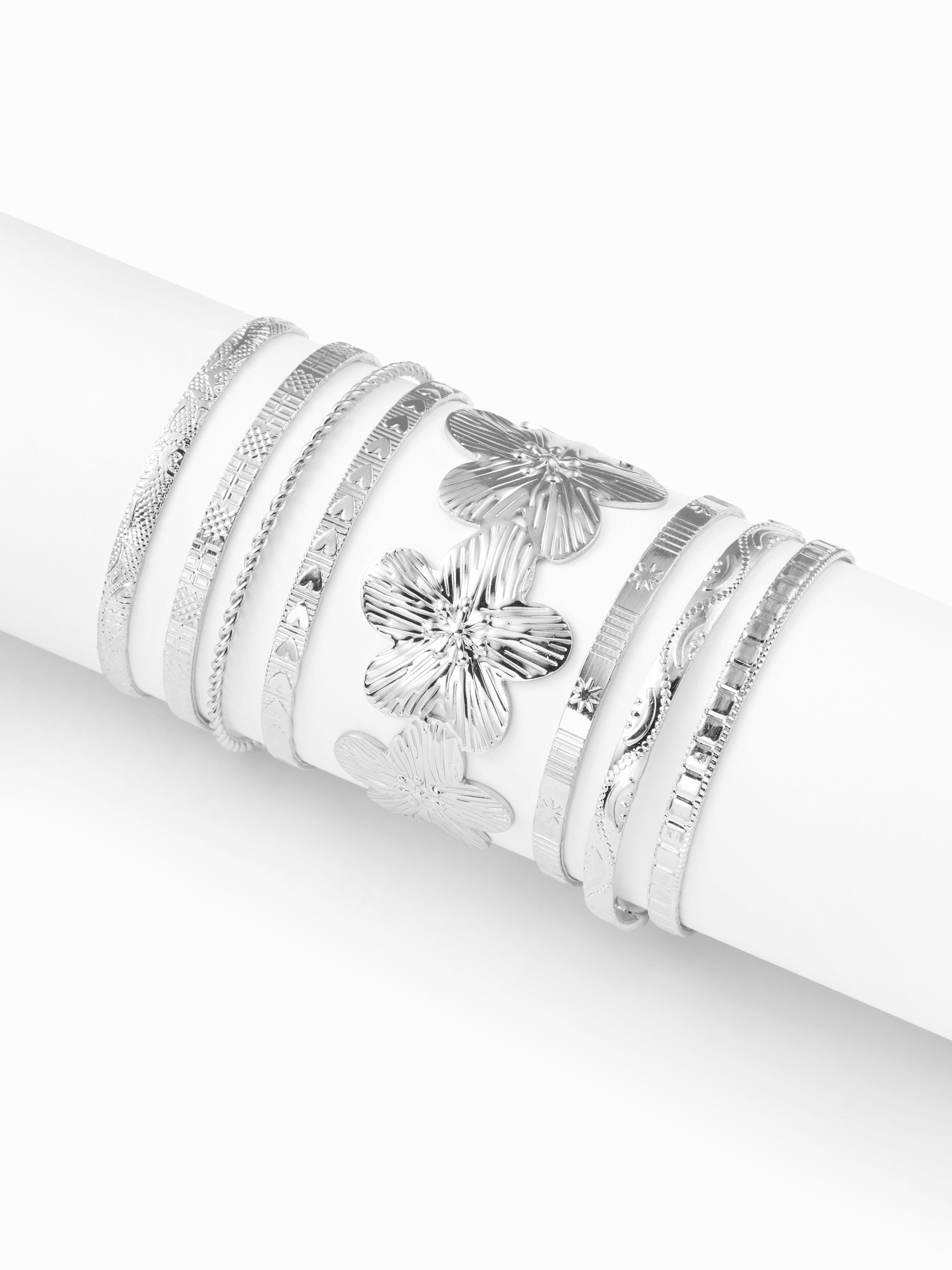 8 PCS TWISTED & TEXTURED & FLORAL BRACELET SET by CIDER