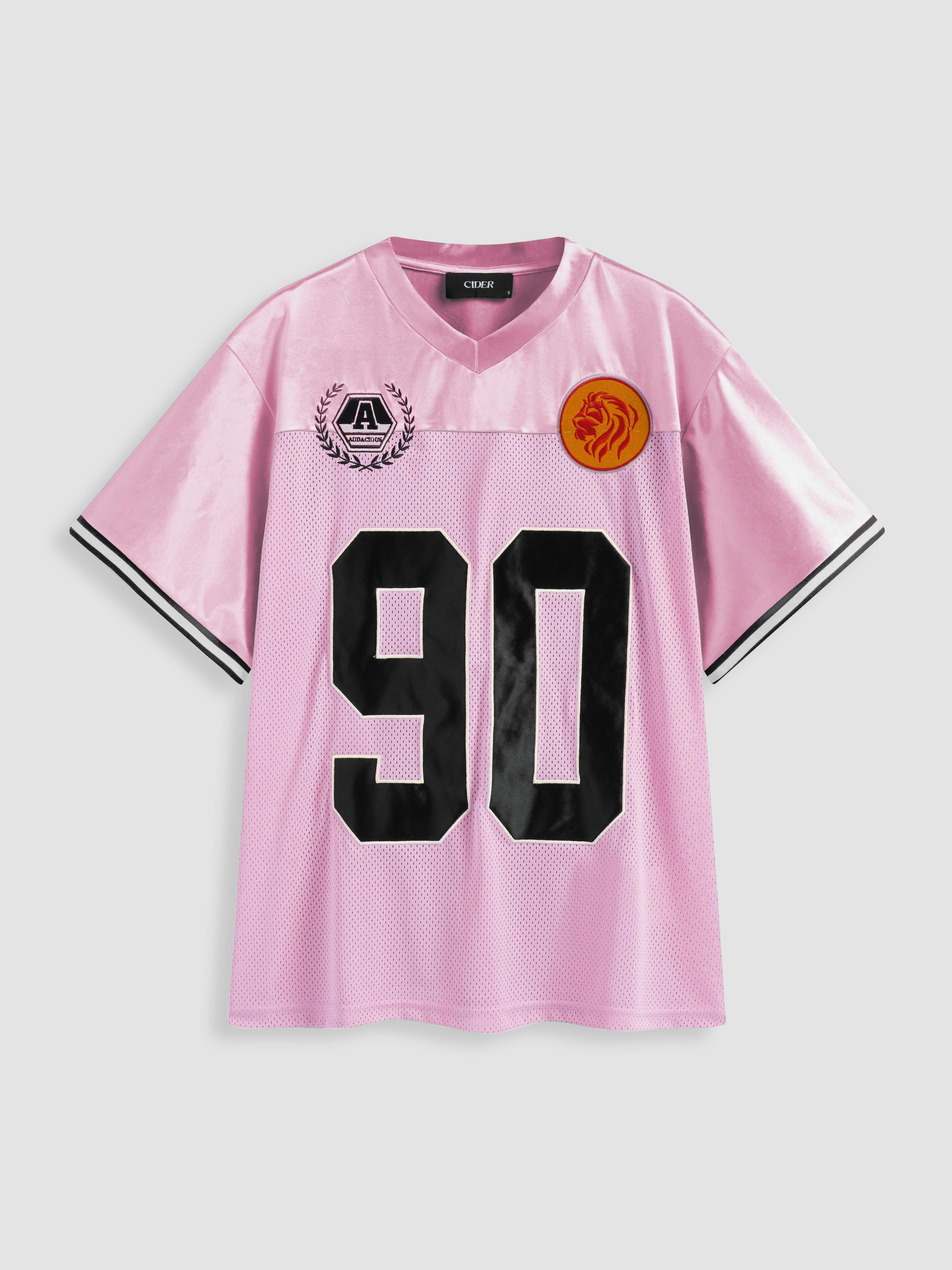 90 Satin V-neck Graphic Short Sleeve Oversized Tee by CIDER