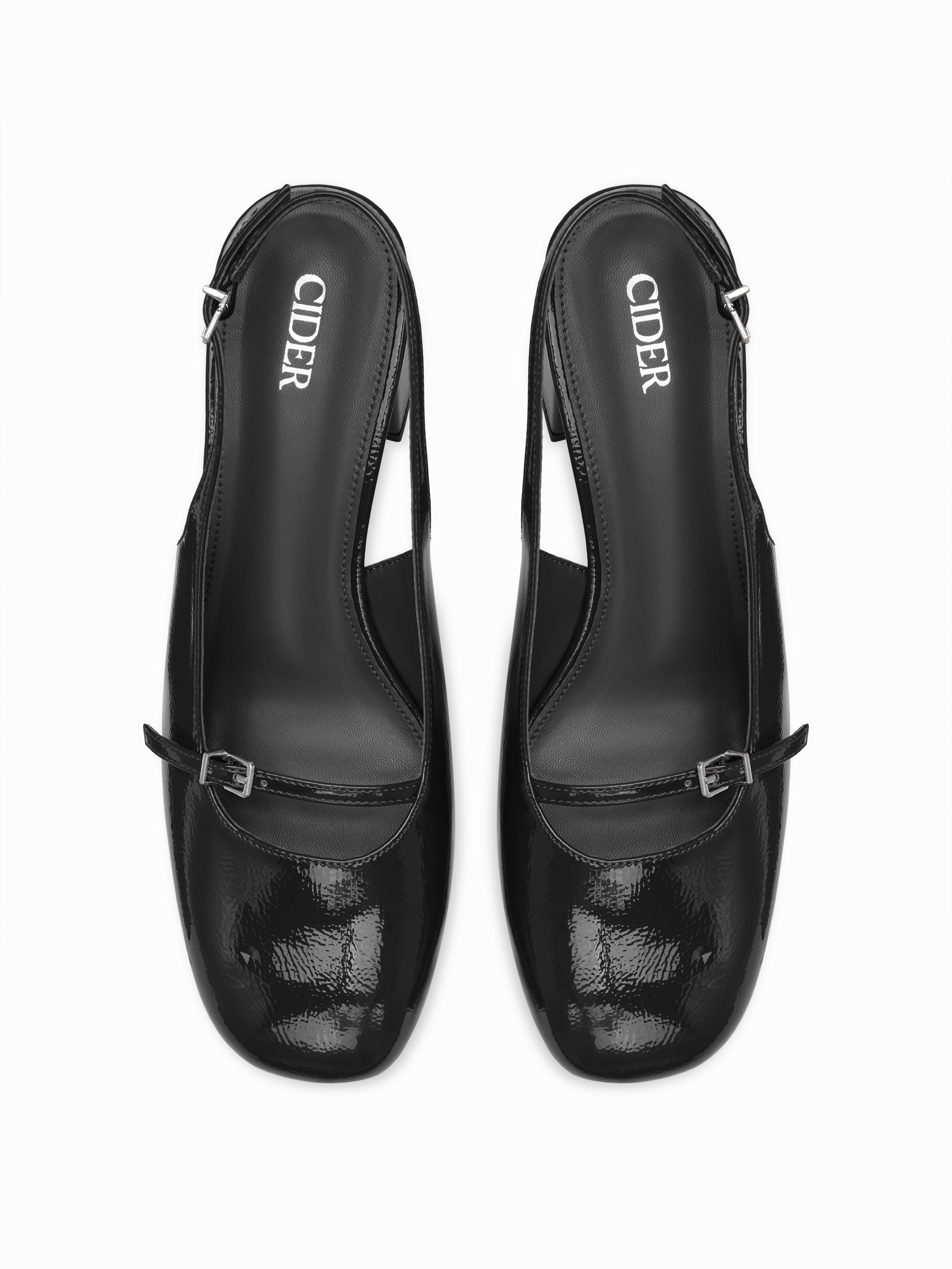 ADJUSTABLE STRAP SLINGBACK CHUNKY HEELS by CIDER