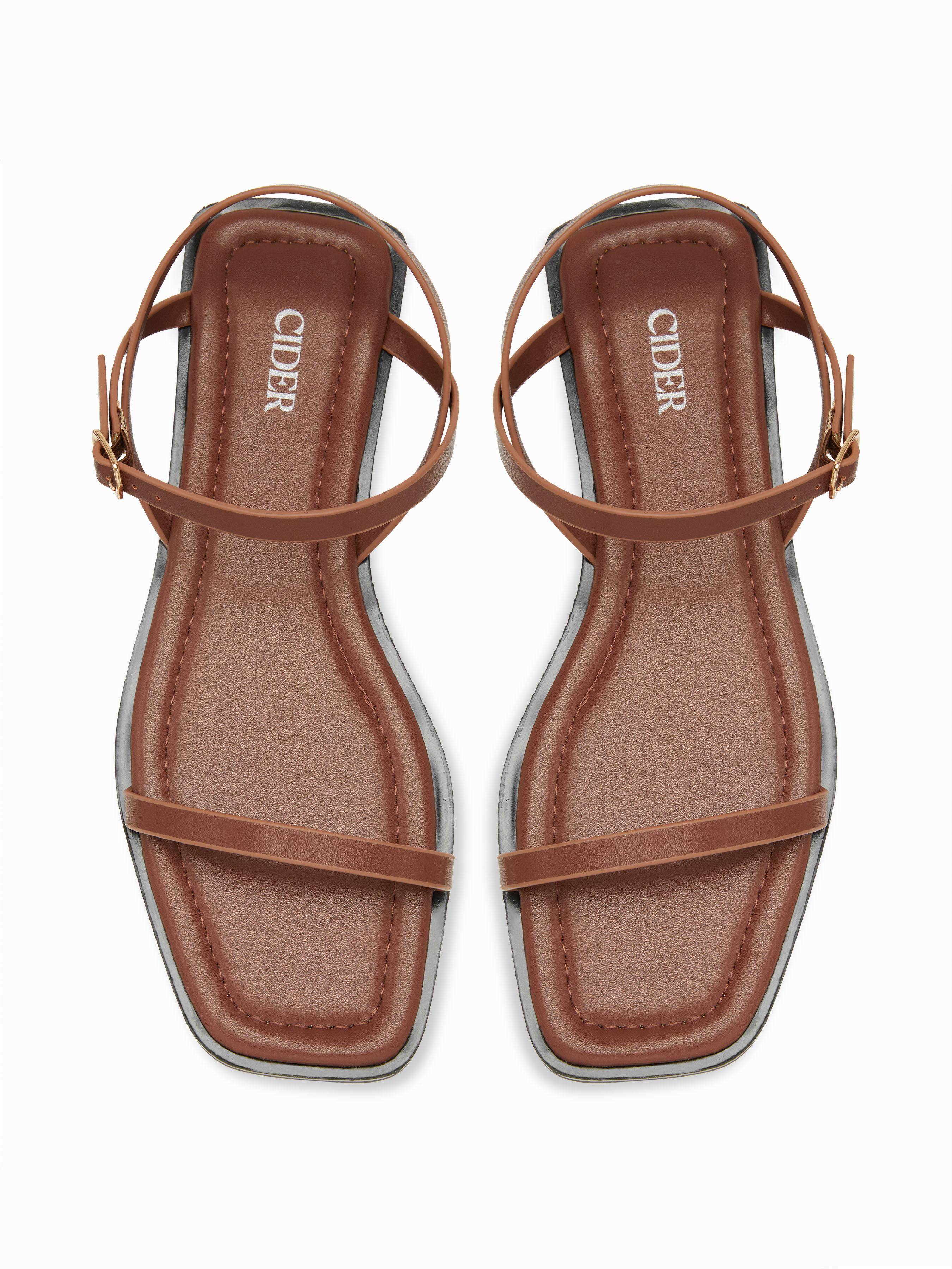 ADJUSTABLE STRAP SQUARE TOE SANDALS by CIDER