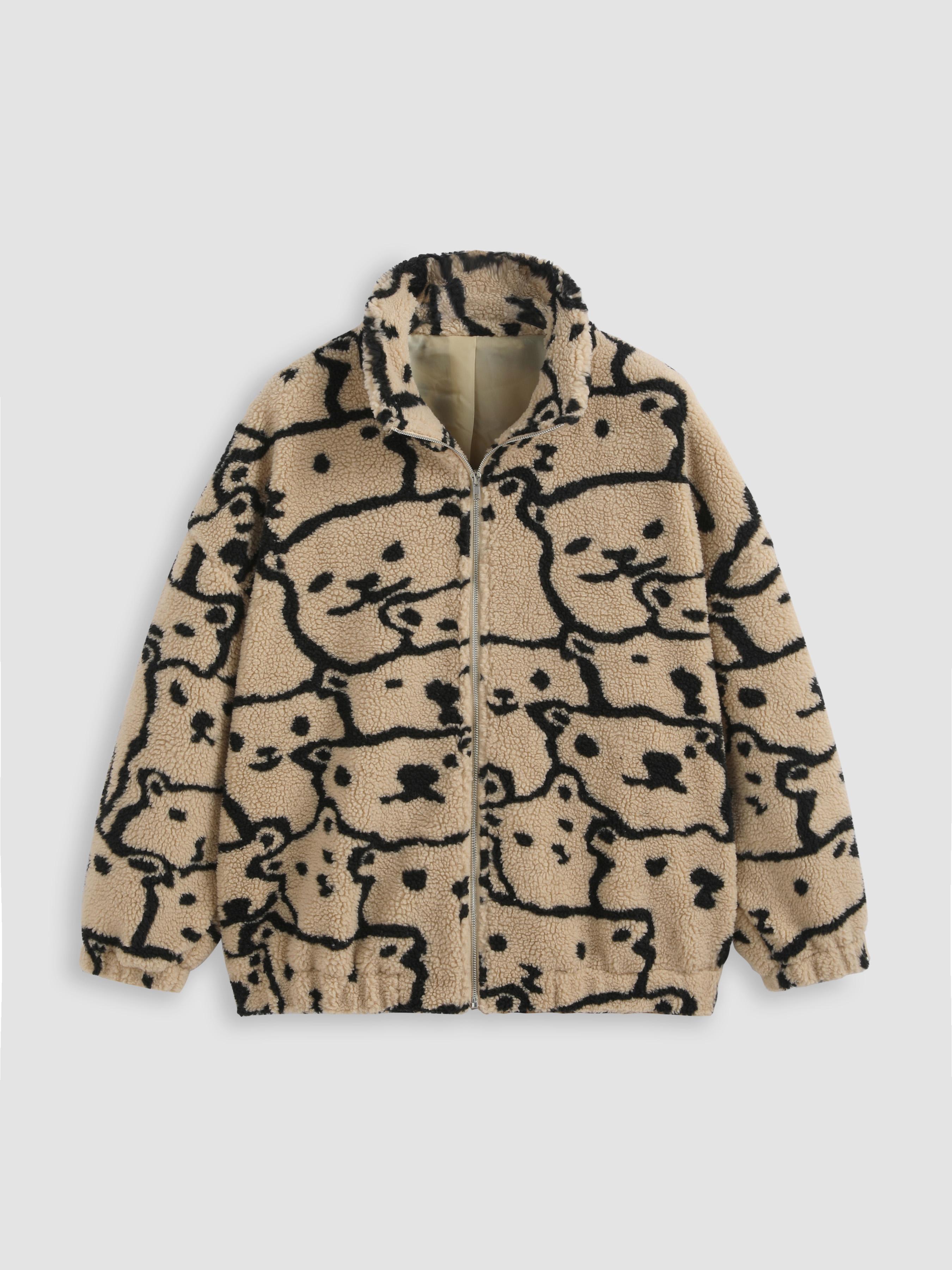 All Over Print Faux Fur Jacket Curve & Plus by CIDER