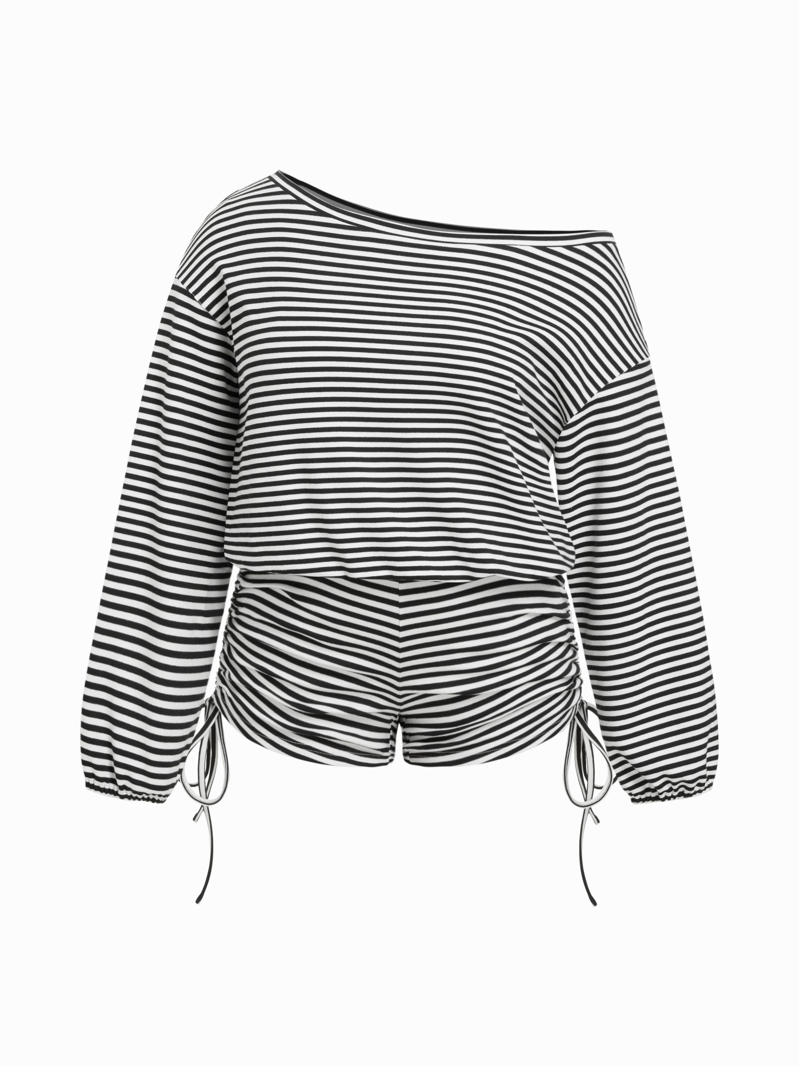 Asymmetrical Neck Drawstring Romper Curve & Plus by CIDER