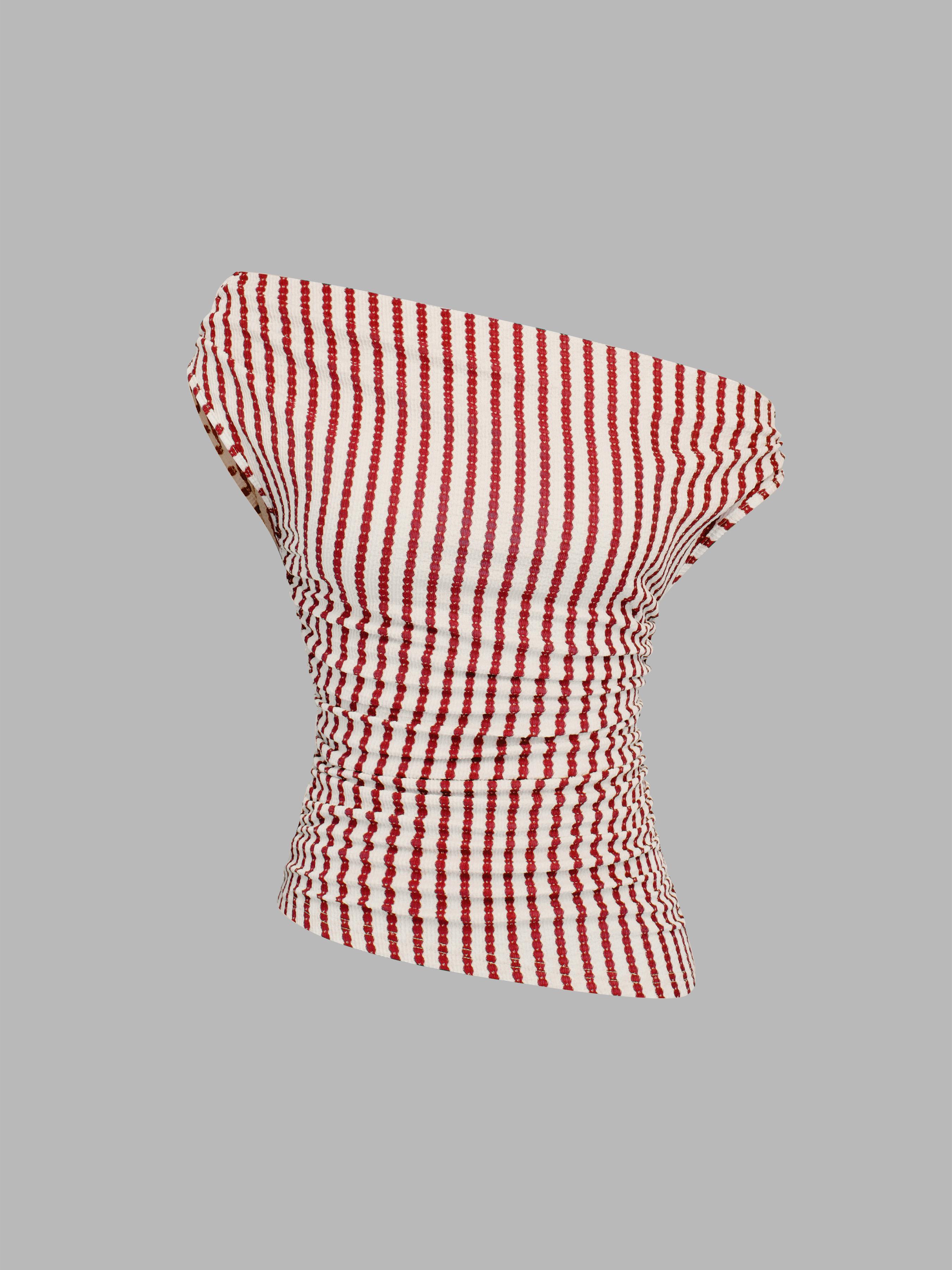 Asymmetrical Neck Stripe Ruched Top by CIDER
