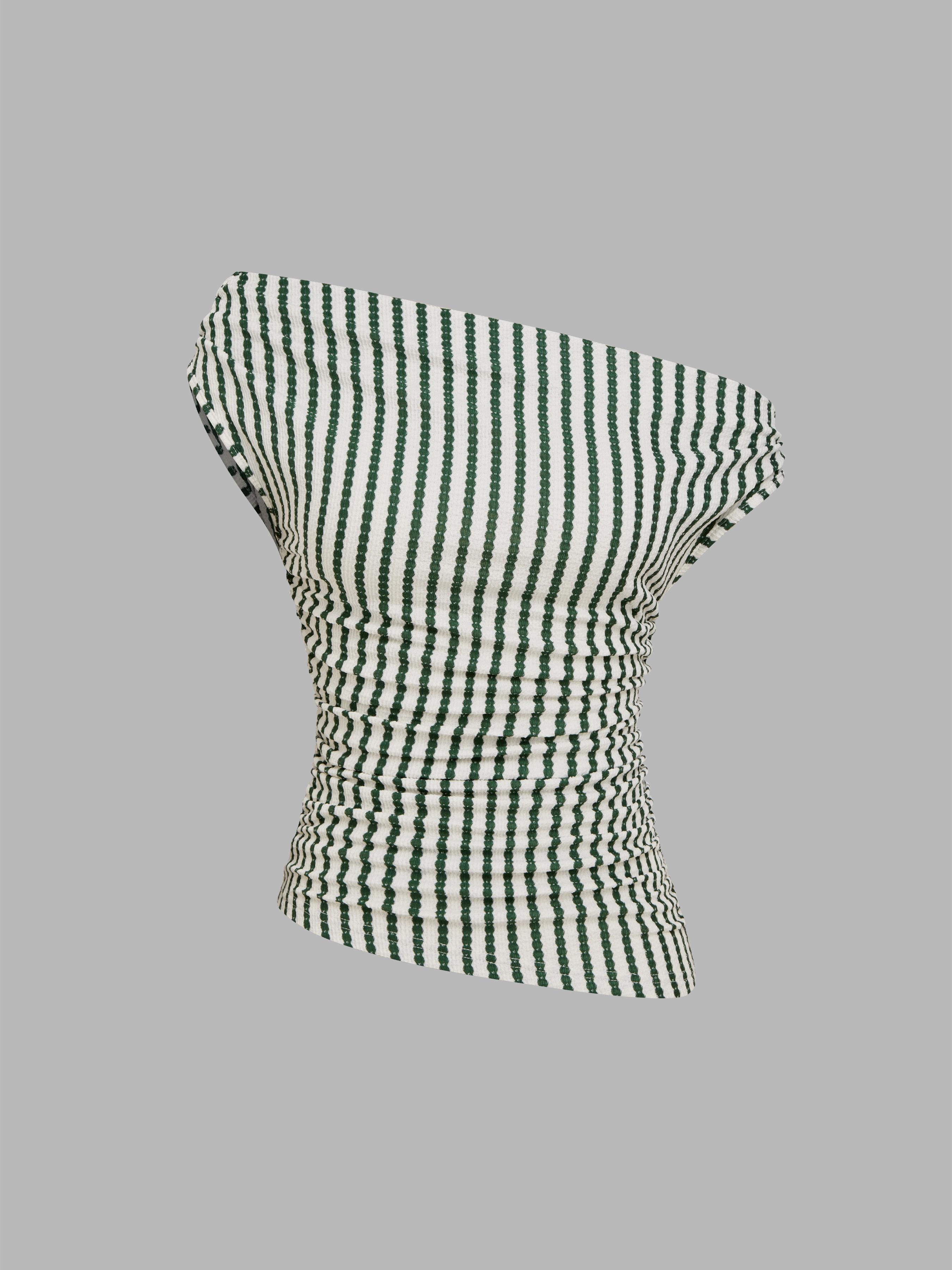 Asymmetrical Neck Stripe Ruched Top by CIDER
