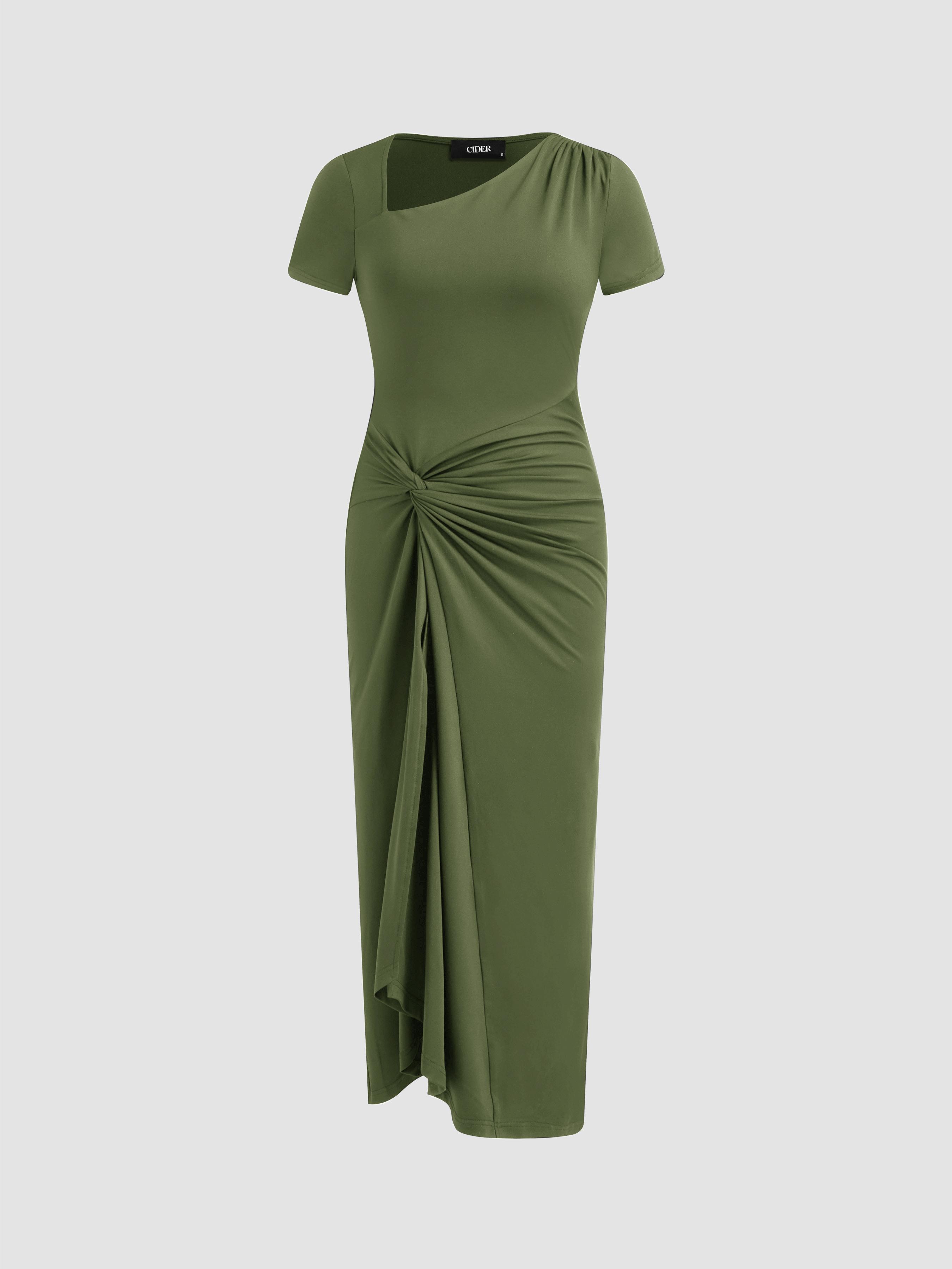 Asymmetrical Neck Twist Maxi Dress by CIDER
