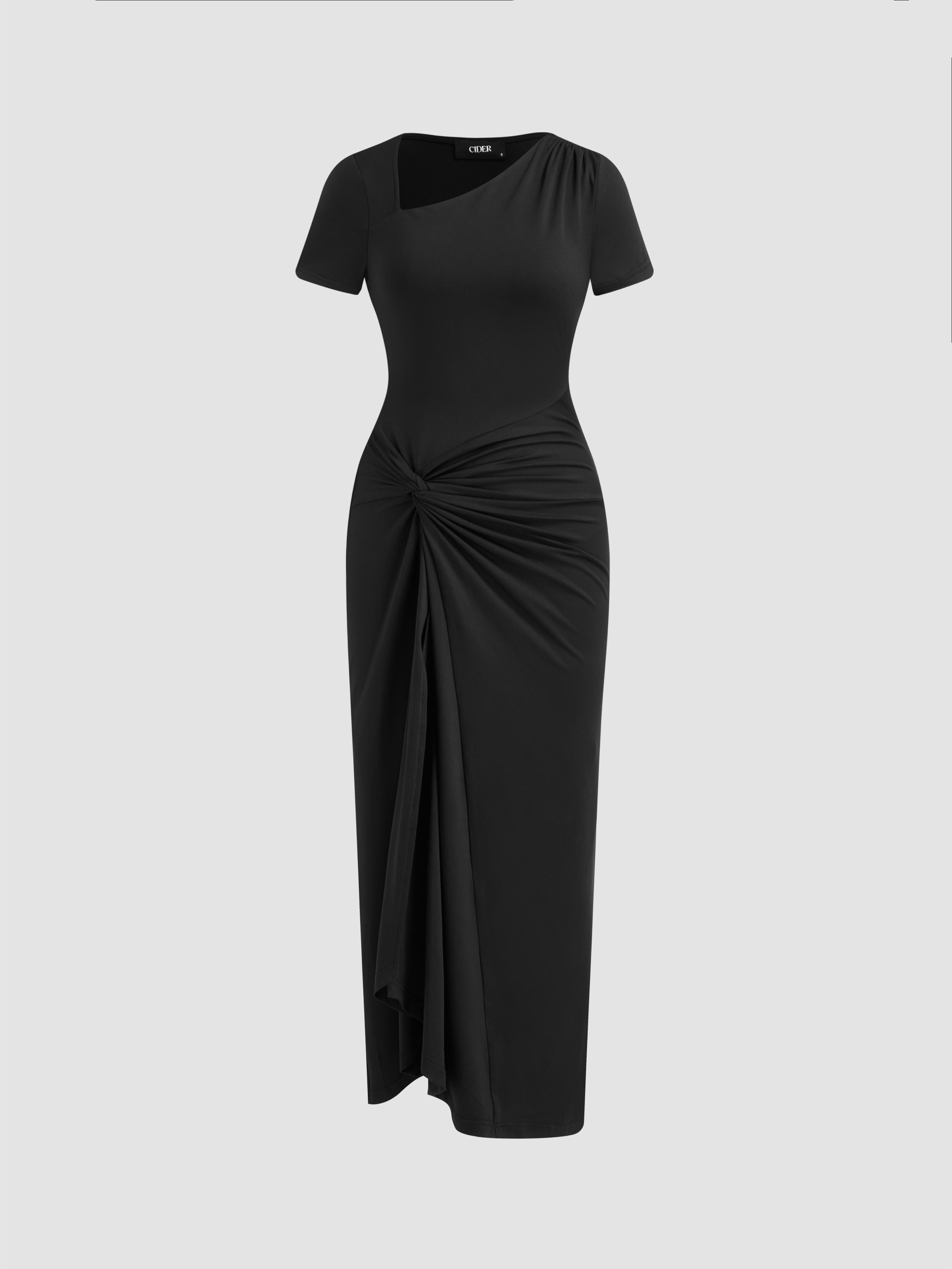 Asymmetrical Neck Twist Maxi Dress by CIDER