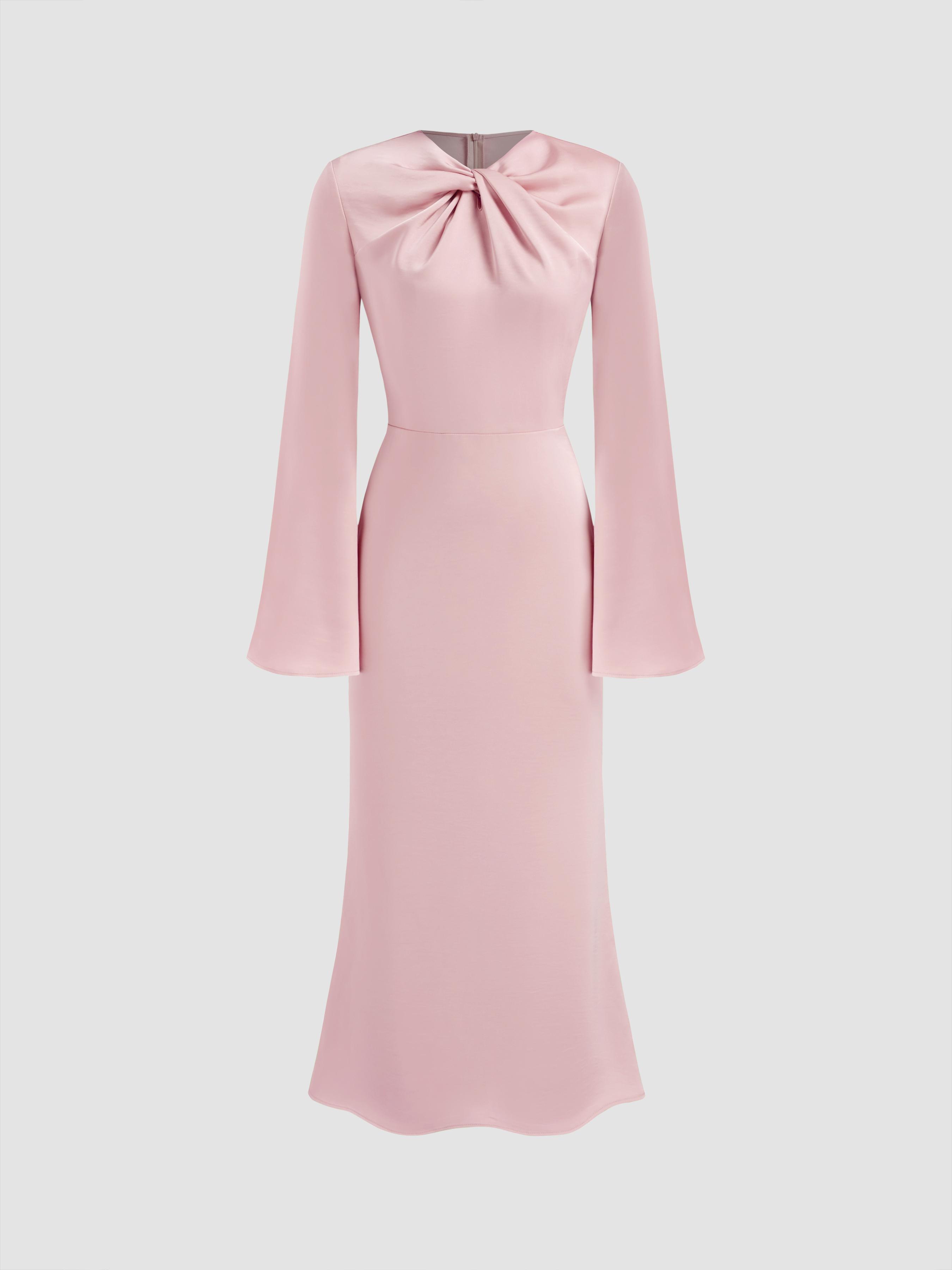 Asymmetrical Neck Twist Ruffle Maxi Dress by CIDER