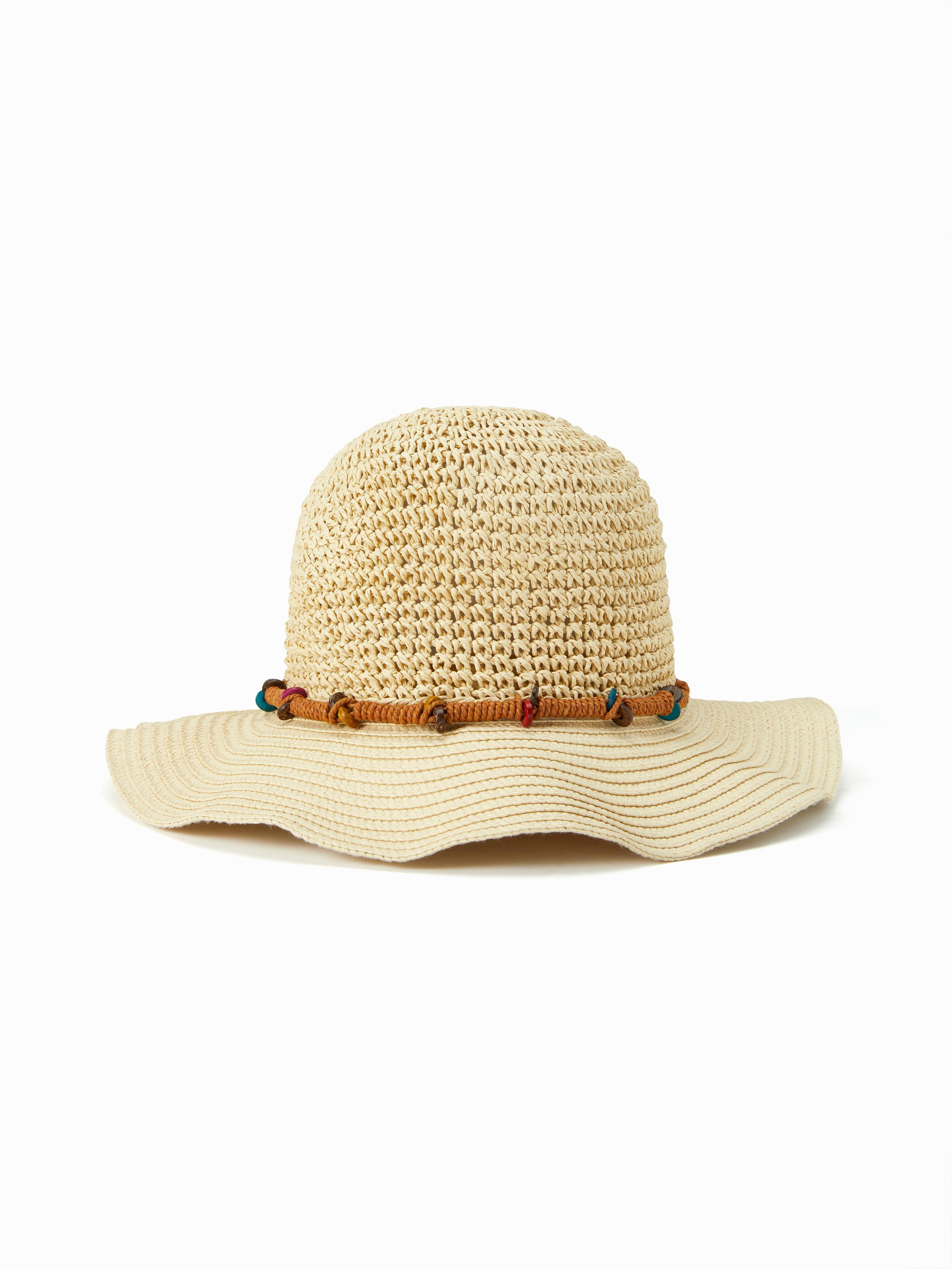 BEADED LACE-UP STRAW HAT by CIDER