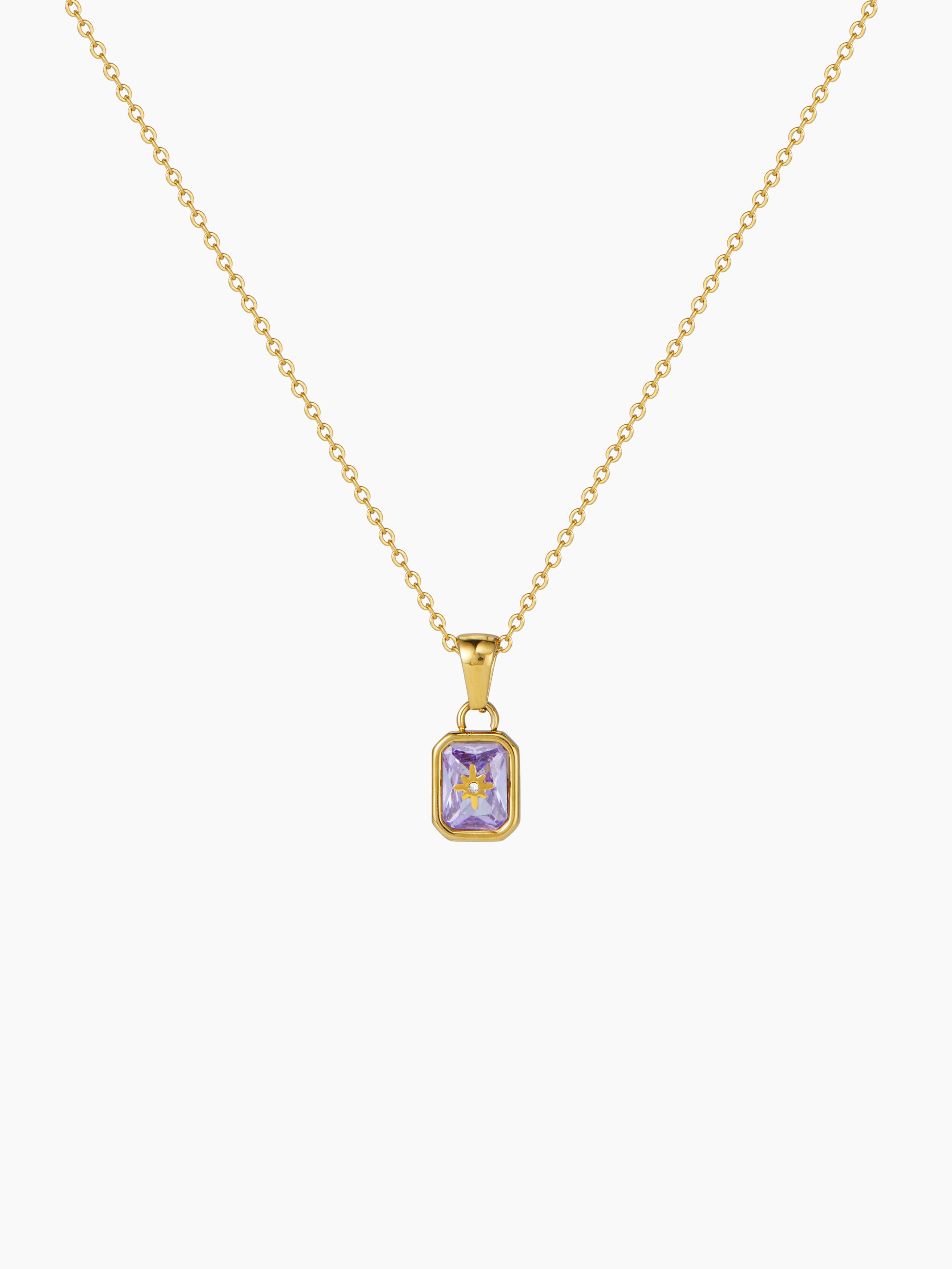 BIRTHSTONE 18K GOLD PLATED STAINLESS STEEL PENDANT NECKLACE by CIDER