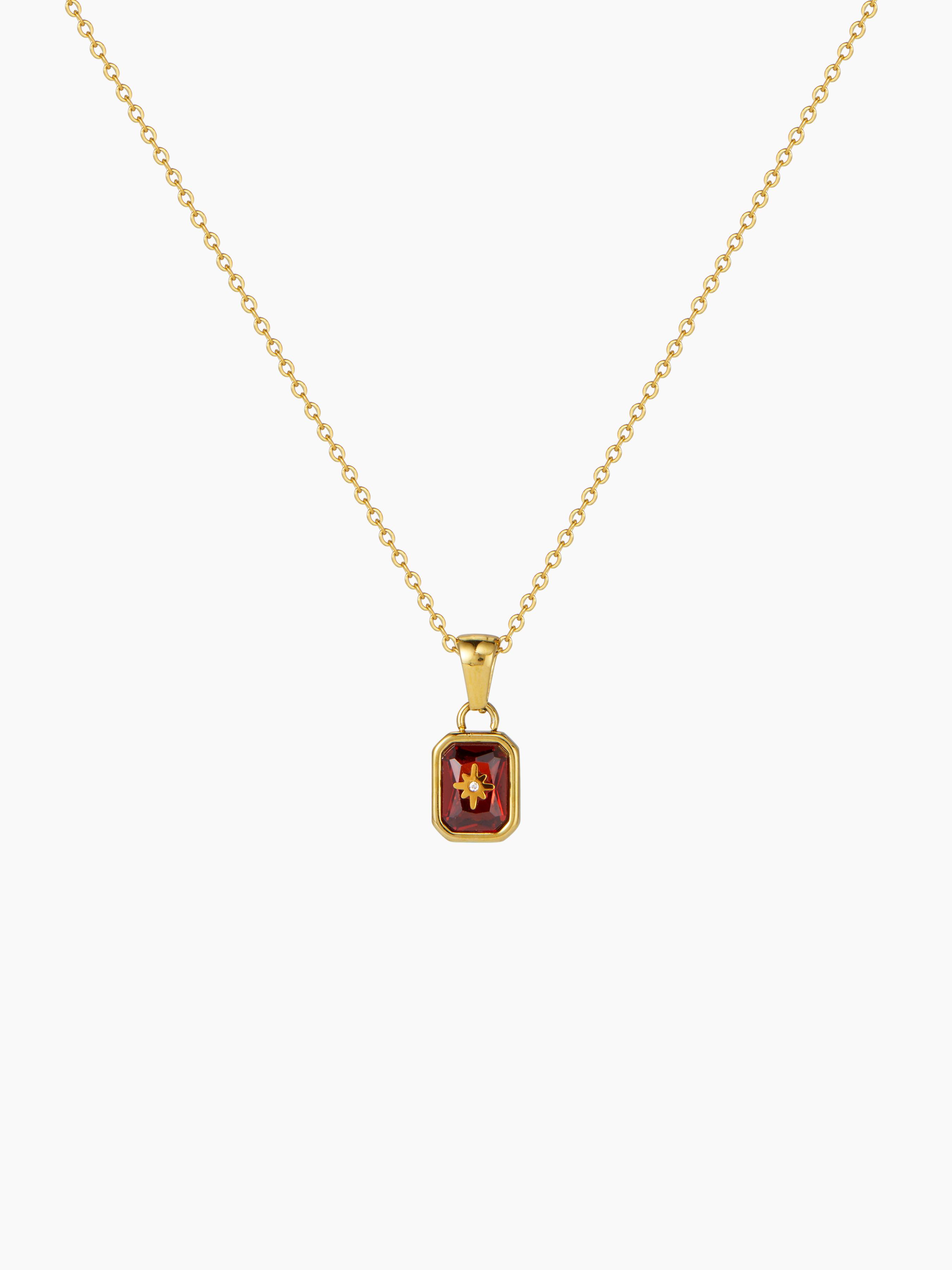 BIRTHSTONE 18K GOLD PLATED STAINLESS STEEL PENDANT NECKLACE by CIDER