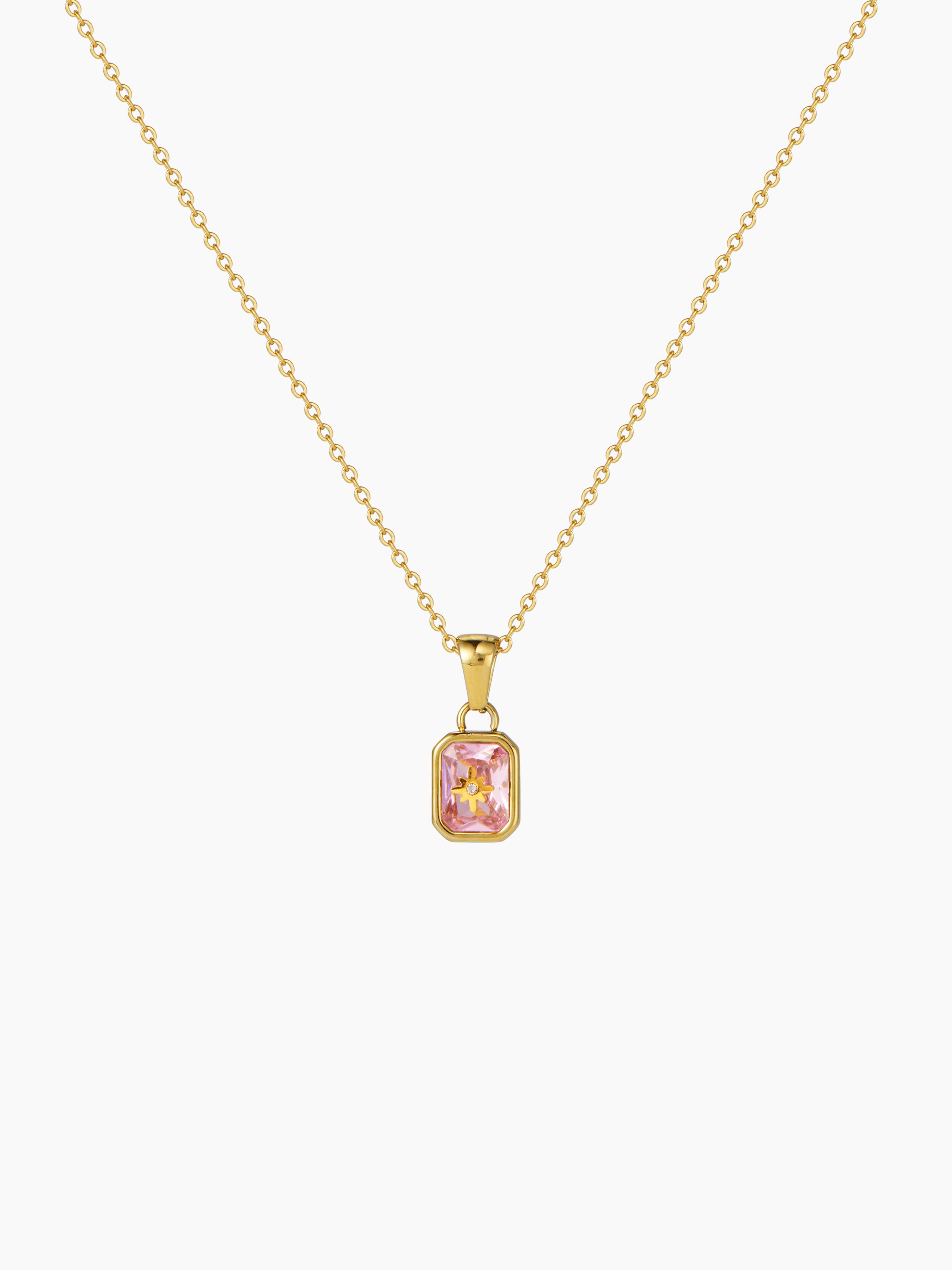 BIRTHSTONE 18K GOLD PLATED STAINLESS STEEL PENDANT NECKLACE by CIDER