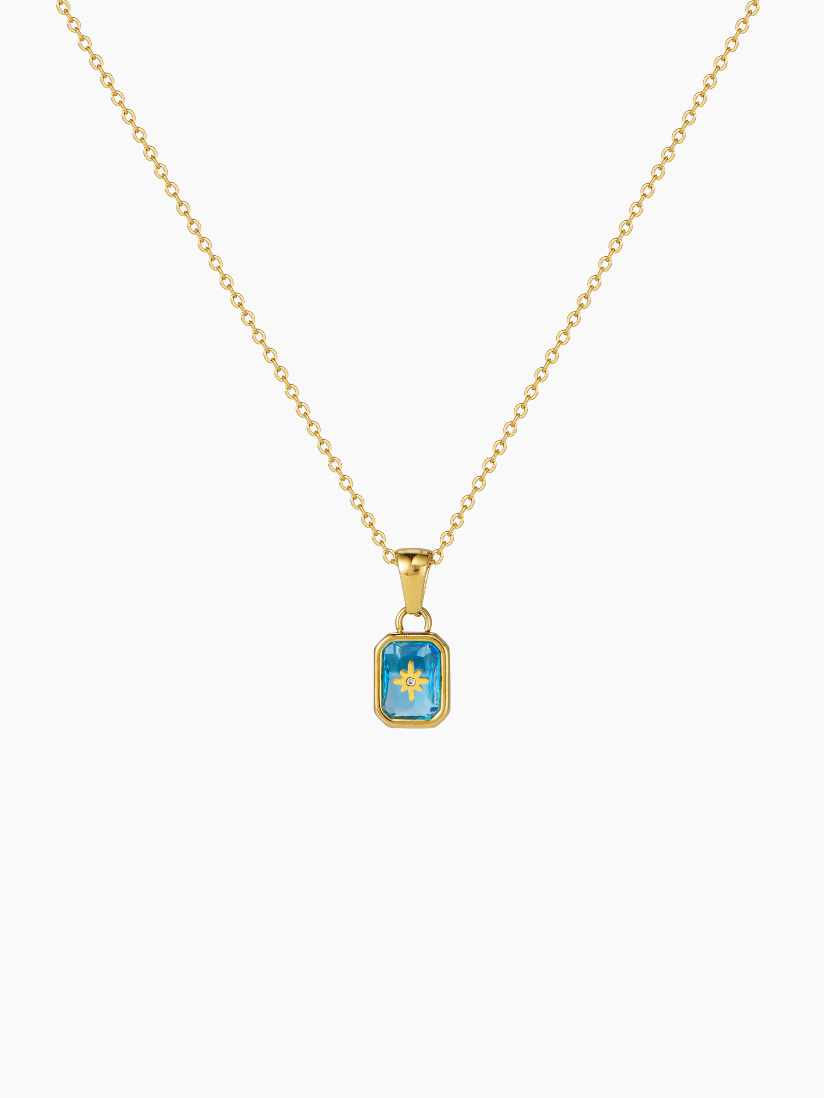 BIRTHSTONE 18K GOLD PLATED STAINLESS STEEL PENDANT NECKLACE by CIDER