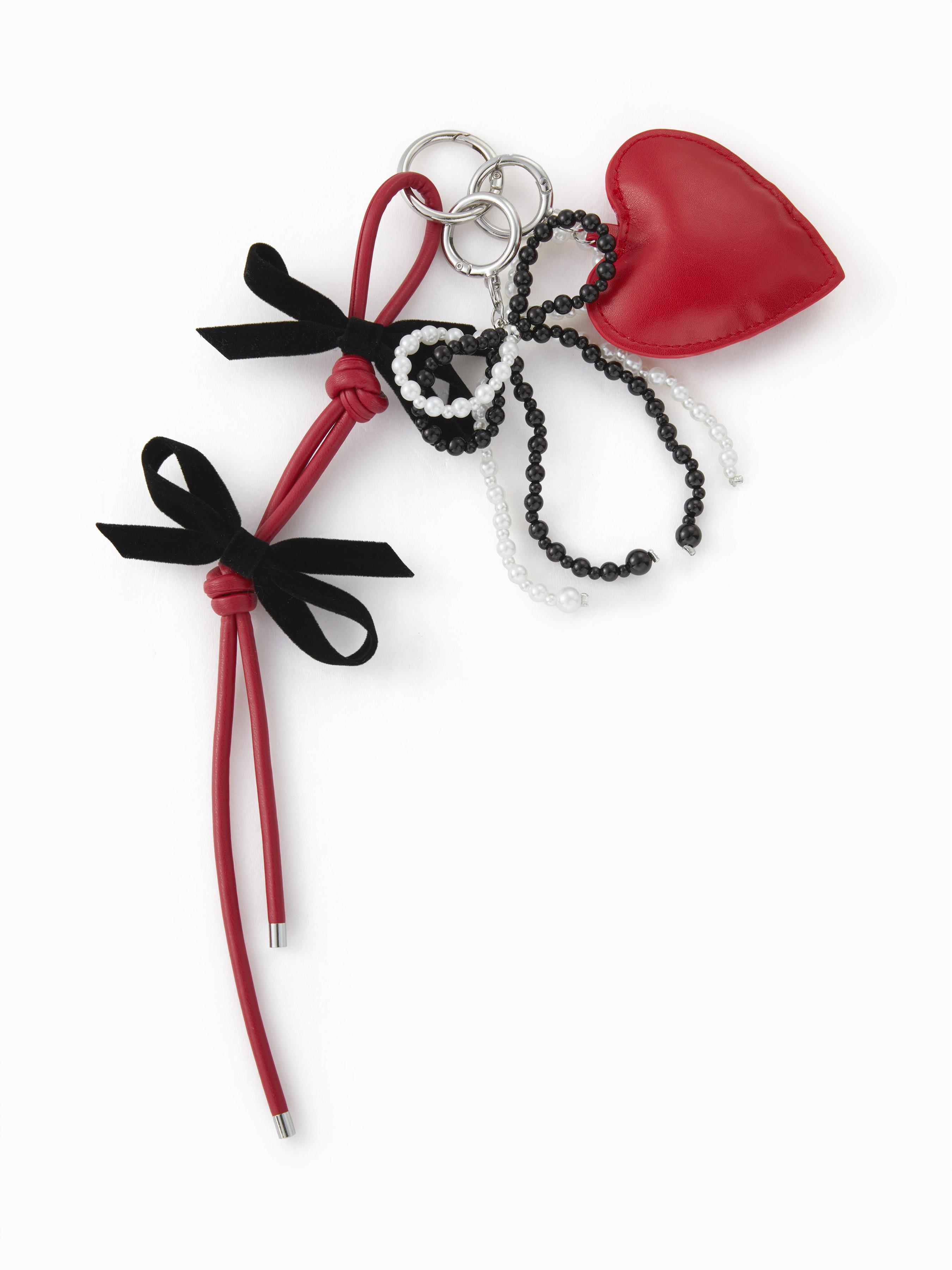 BOWKNOT BEADED & HEART KEYCHAIN by CIDER