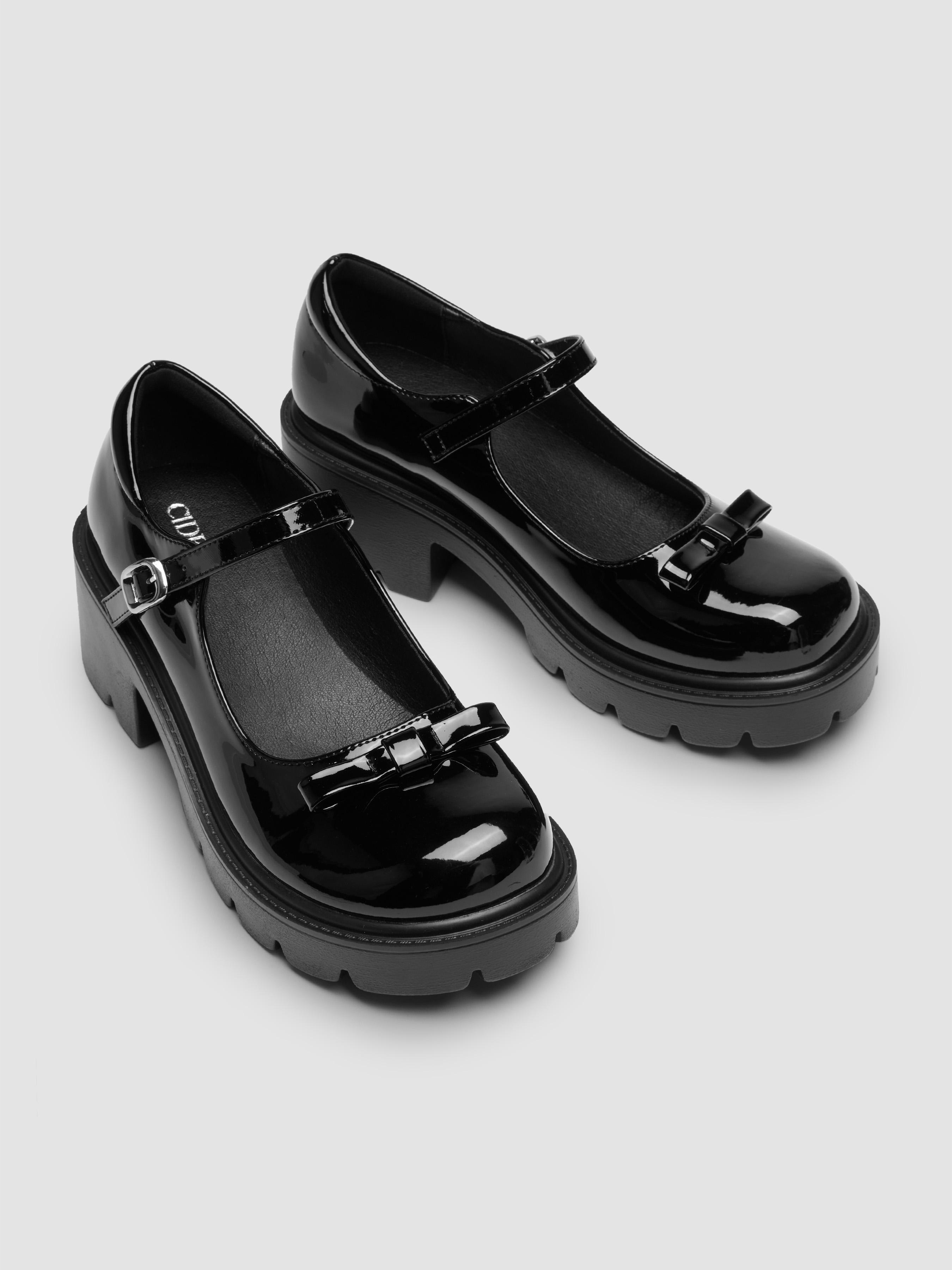 BOWKNOT CHUNKY HEELED LOAFERS by CIDER