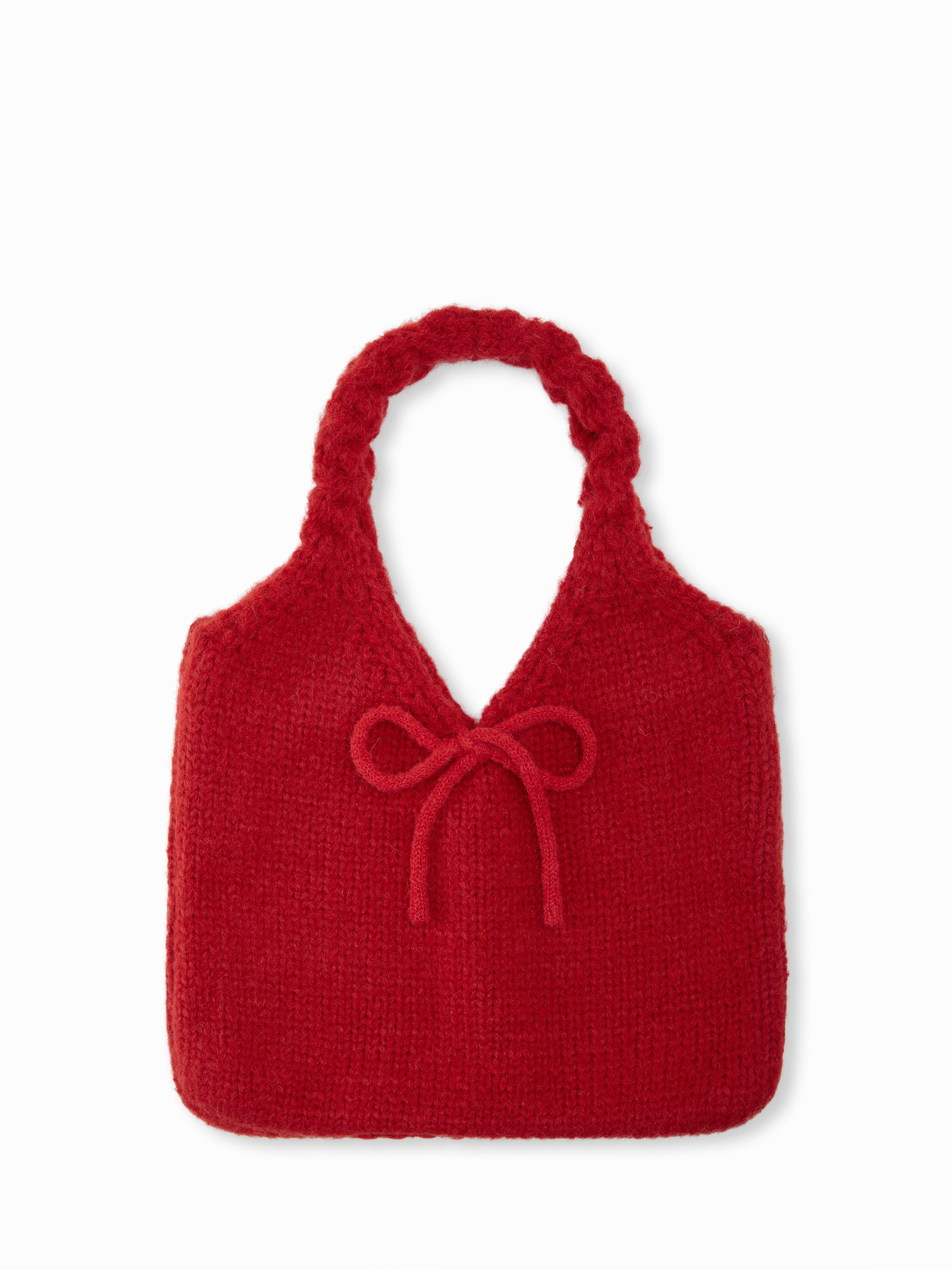 BOWKNOT DECOR KNITTED HANDBAG by CIDER