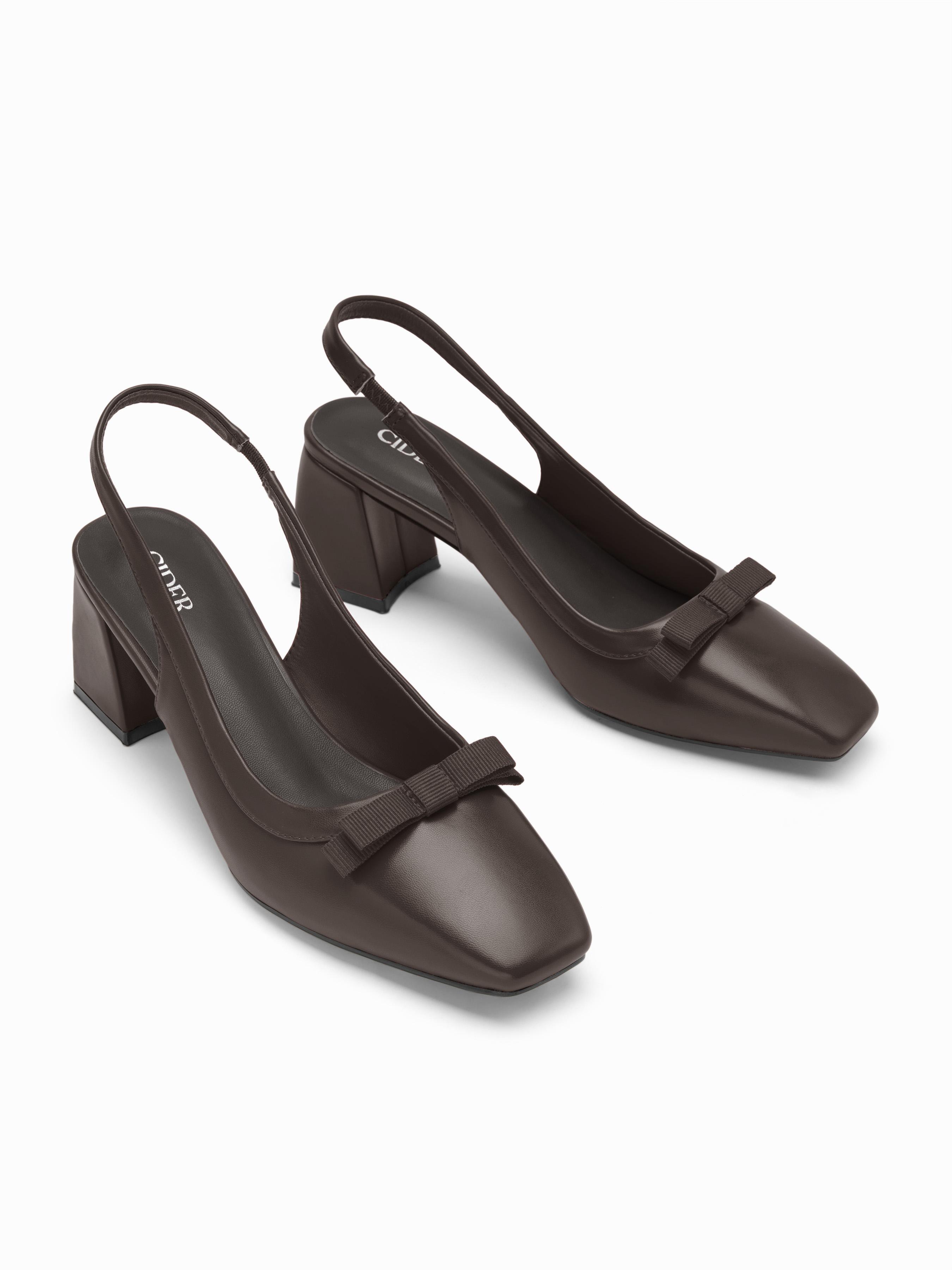 BOWKNOT DECOR SLINGBACK CHUNKY HEELS by CIDER