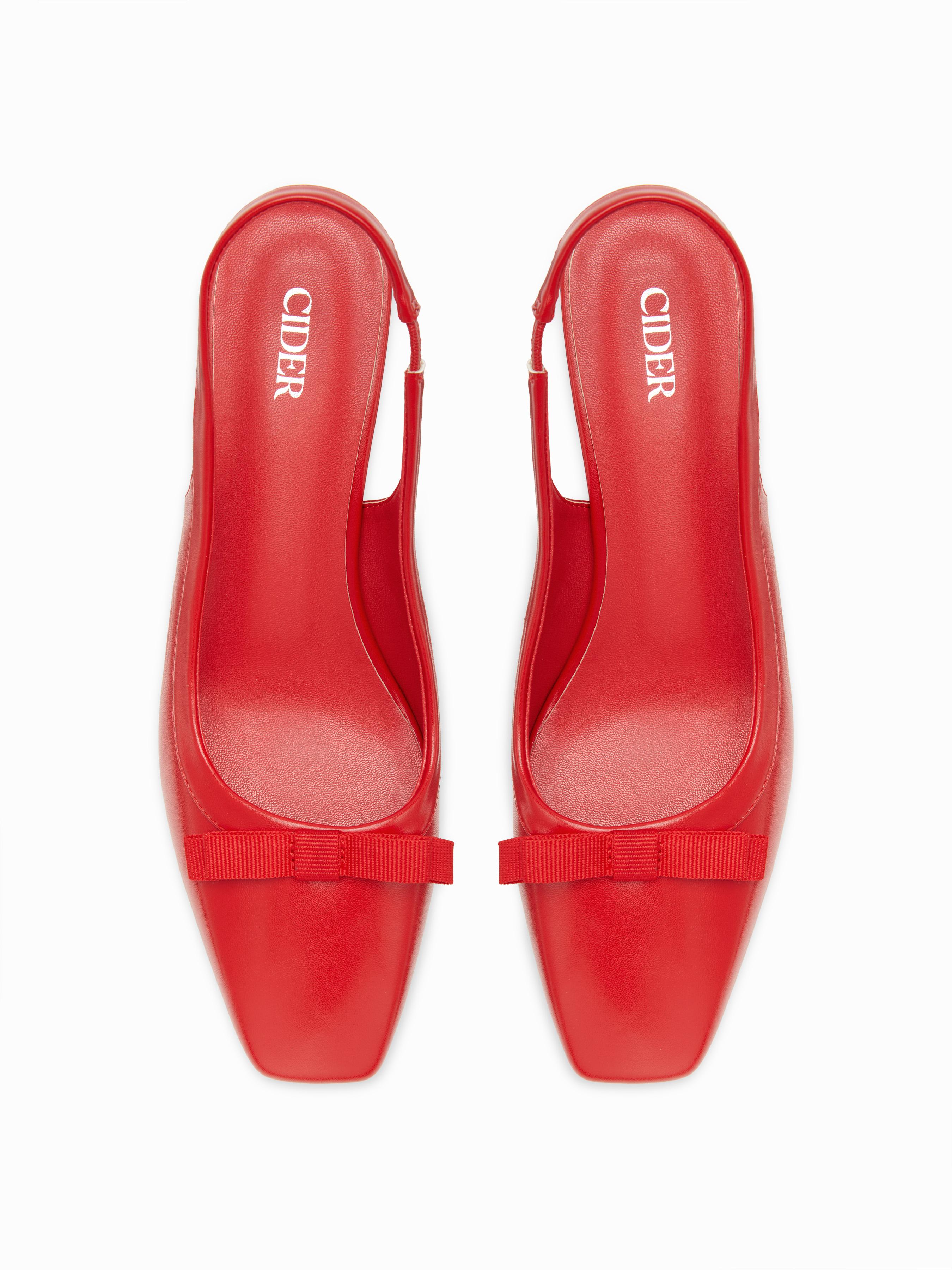 BOWKNOT DECOR SLINGBACK CHUNKY HEELS by CIDER
