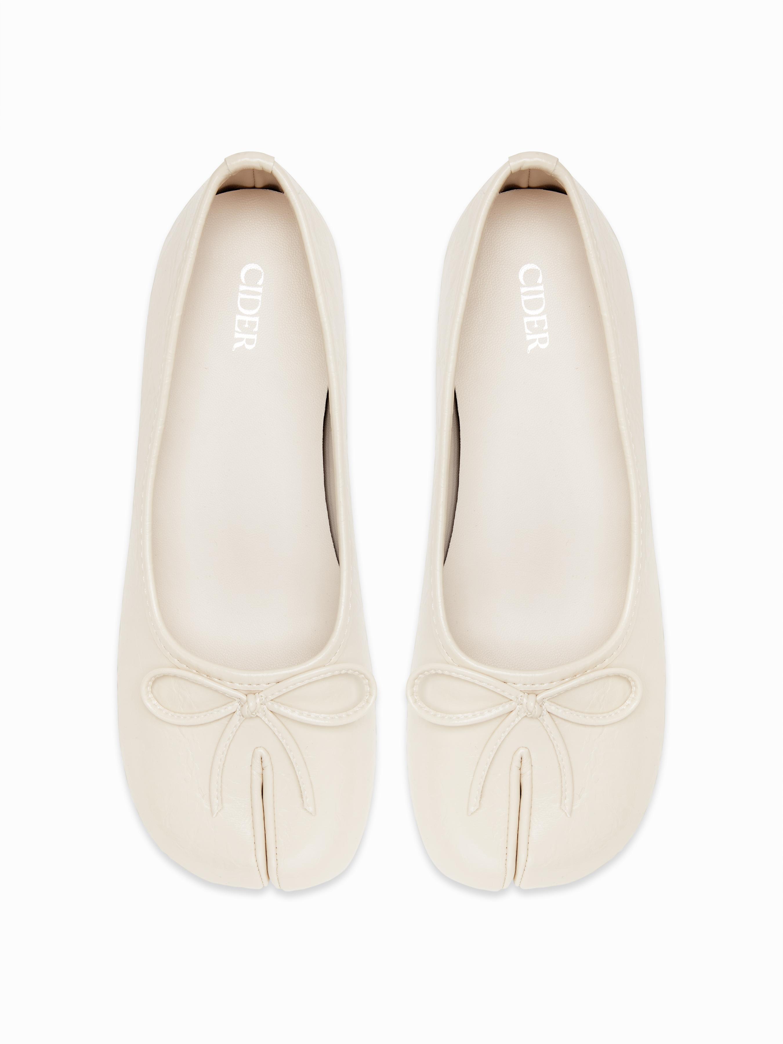BOWKNOT DECOR SPLIT TOE MARY JANE FLATS by CIDER