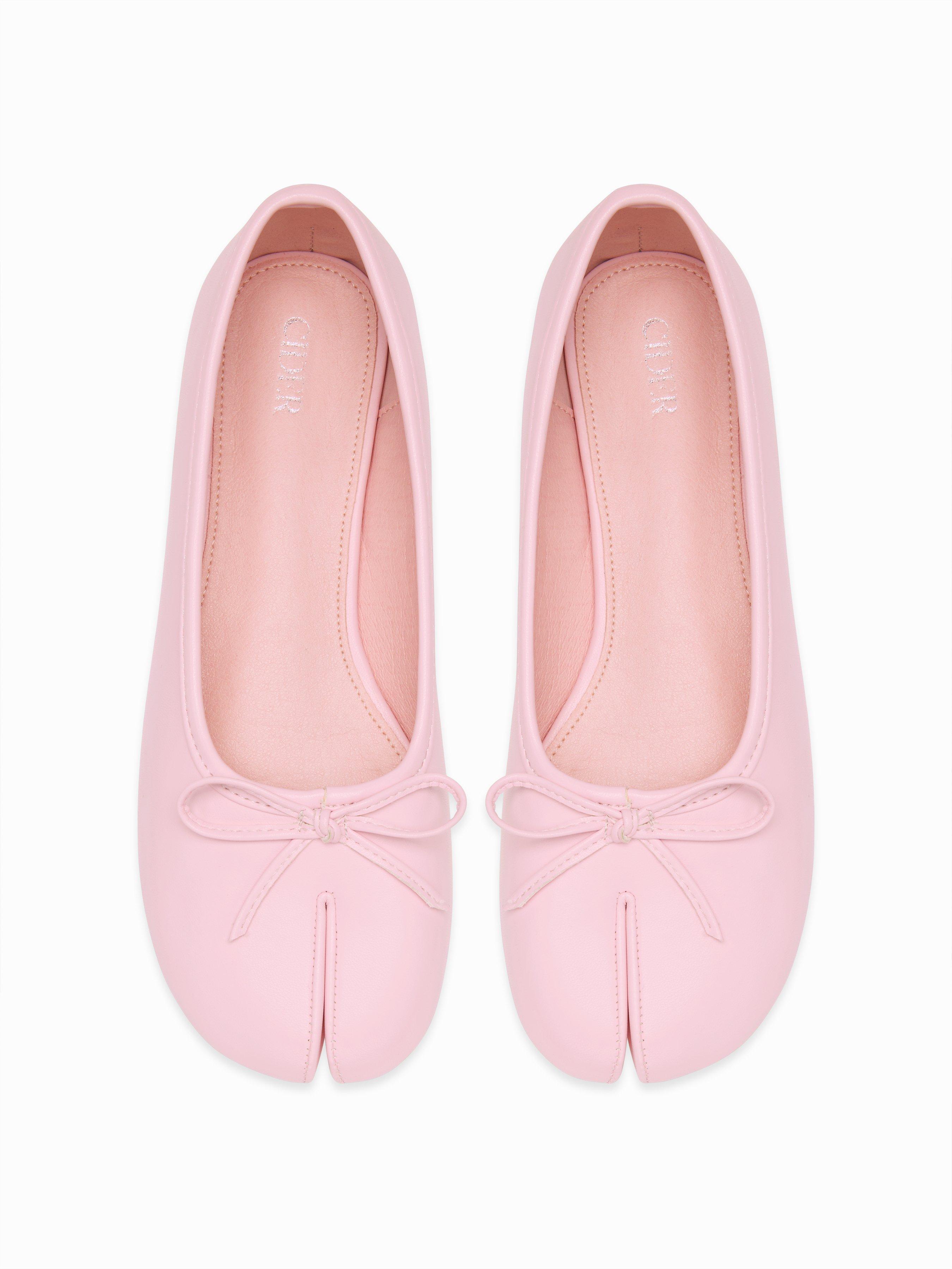 BOWKNOT DECOR SPLIT TOE MARY JANE FLATS by CIDER