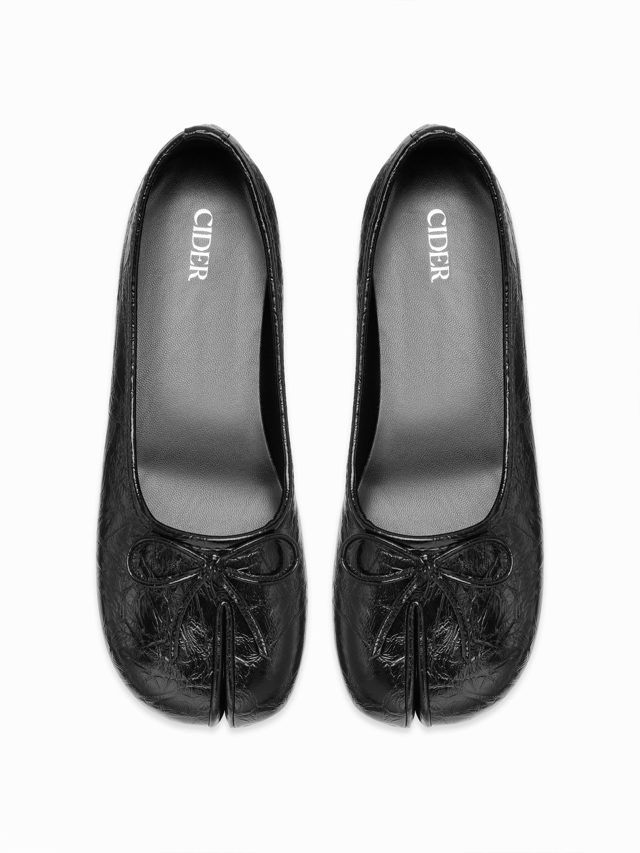 BOWKNOT DECOR SPLIT TOE MARY JANE FLATS by CIDER