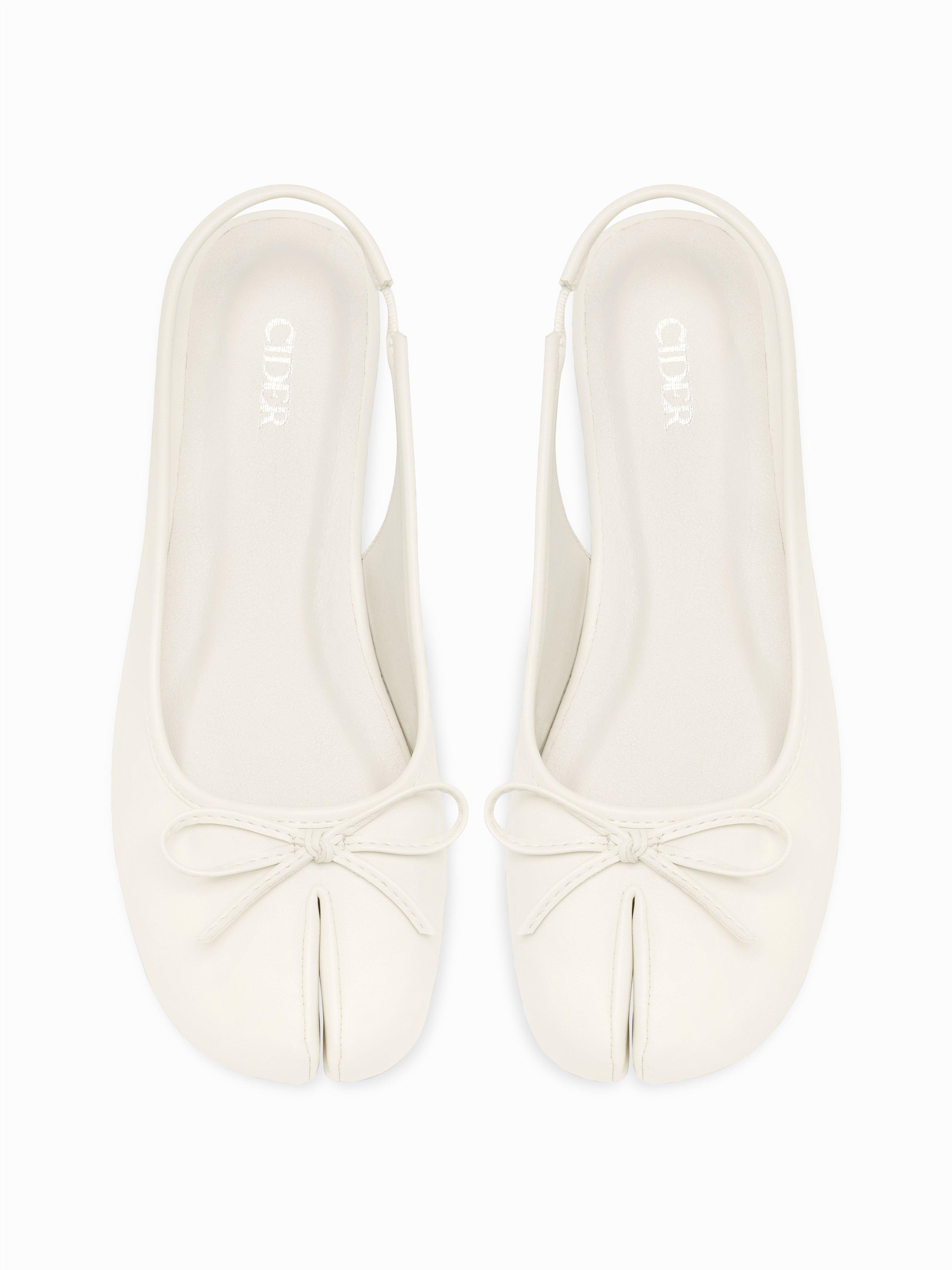 BOWKNOT DECOR SPLIT TOE SLINGBACK FLATS by CIDER