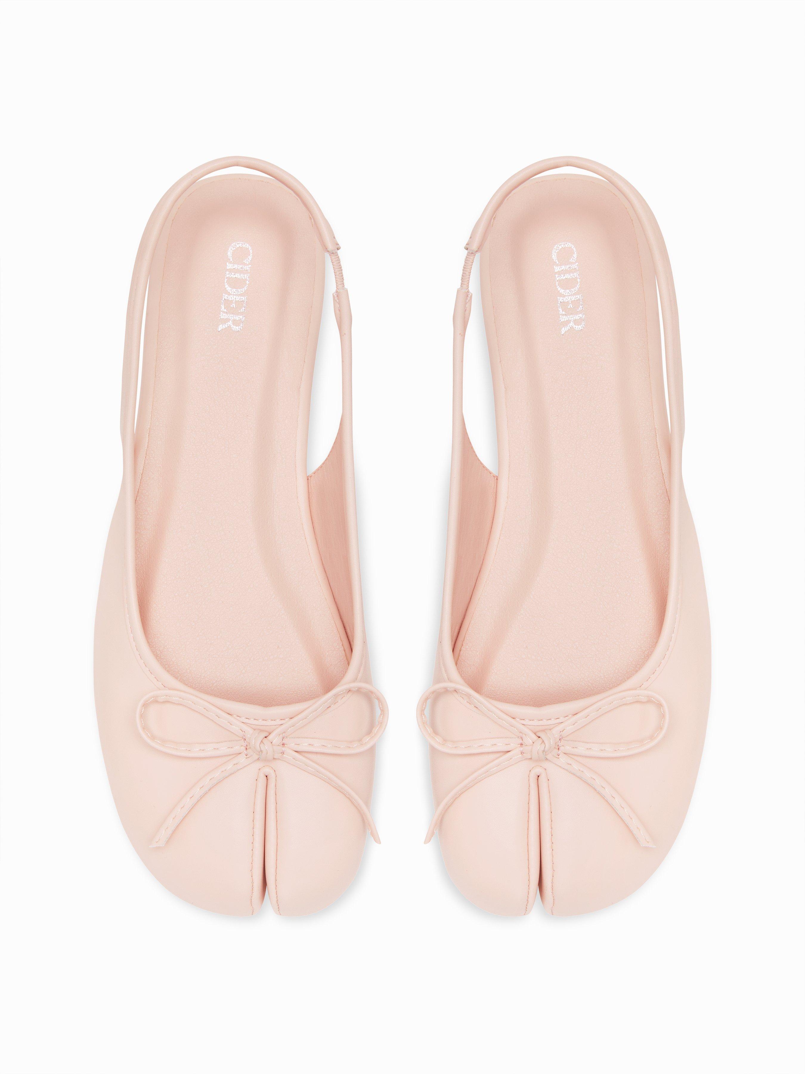 BOWKNOT DECOR SPLIT TOE SLINGBACK FLATS by CIDER