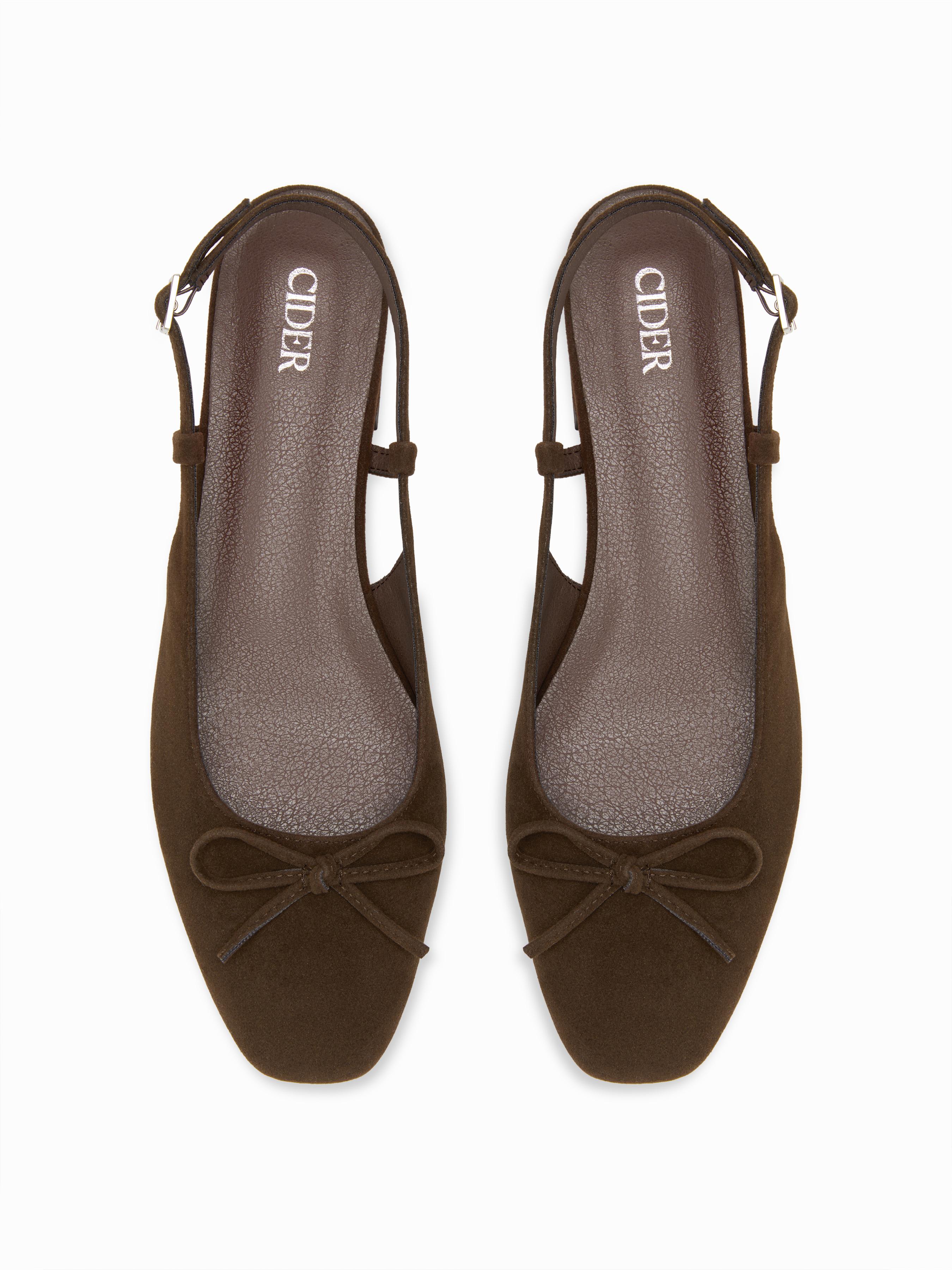 BOWKNOT FAUX SUEDE SLINGBACK FLATS by CIDER