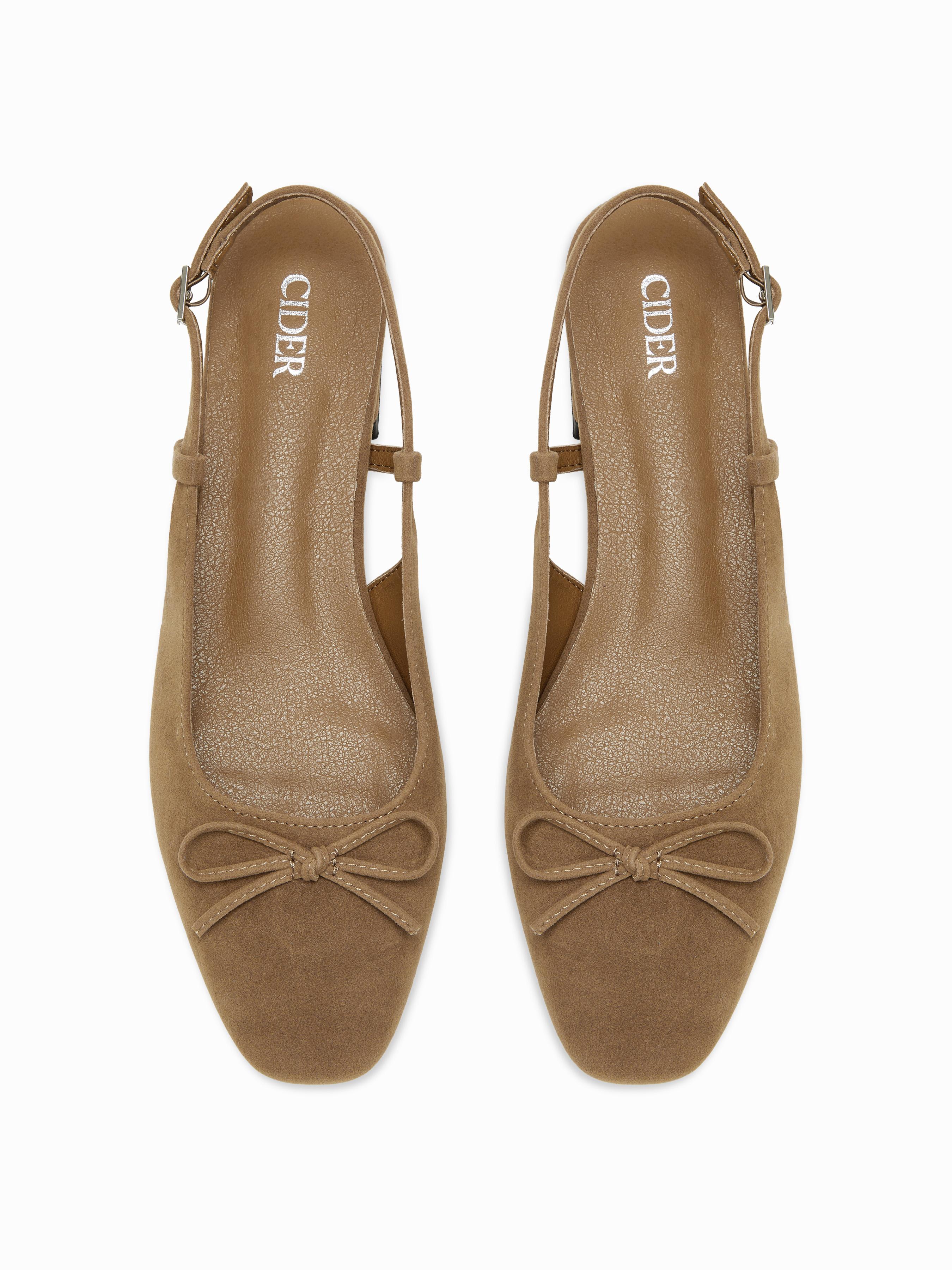 BOWKNOT FAUX SUEDE SLINGBACK FLATS by CIDER