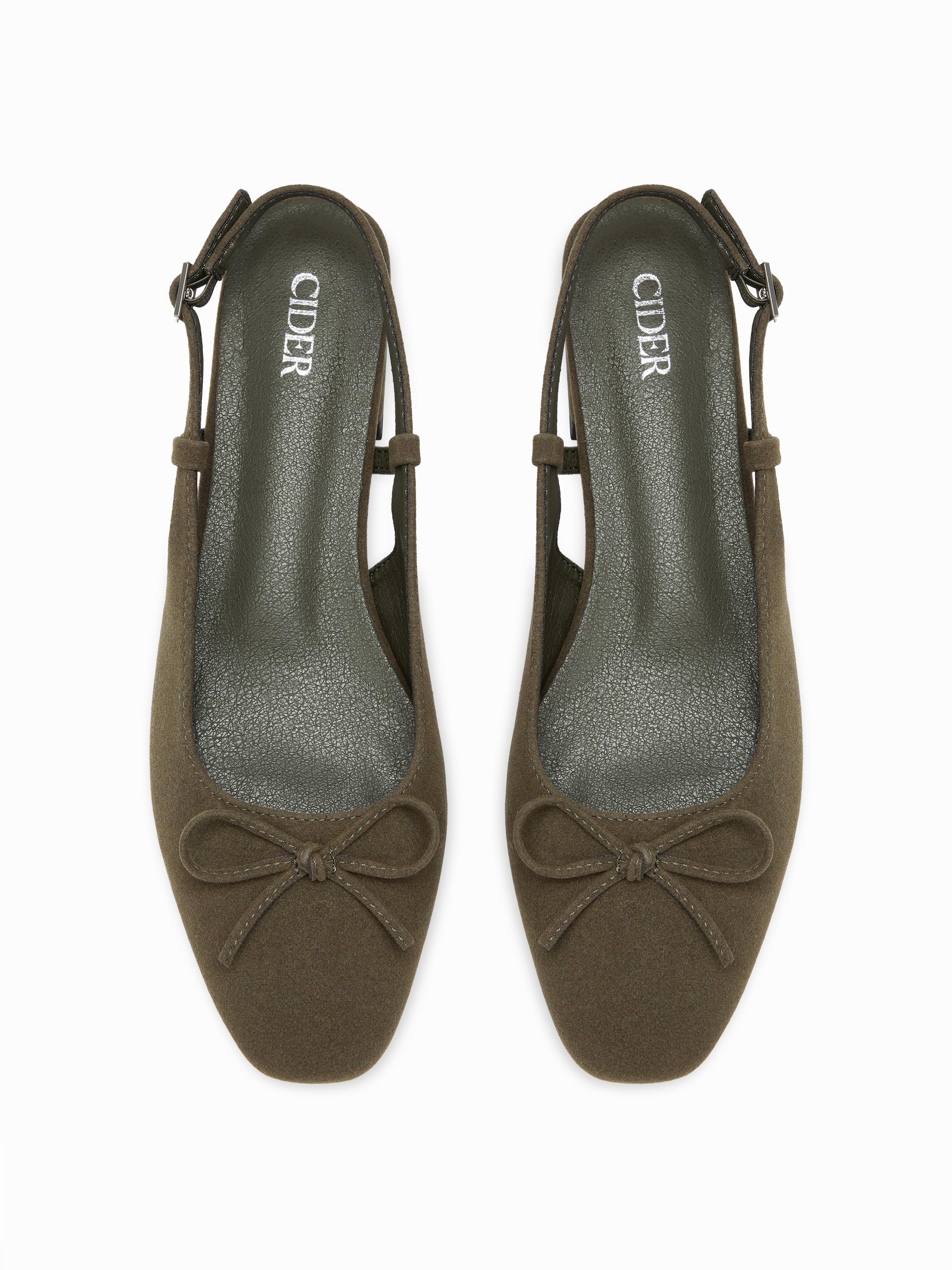 BOWKNOT FAUX SUEDE SLINGBACK FLATS by CIDER