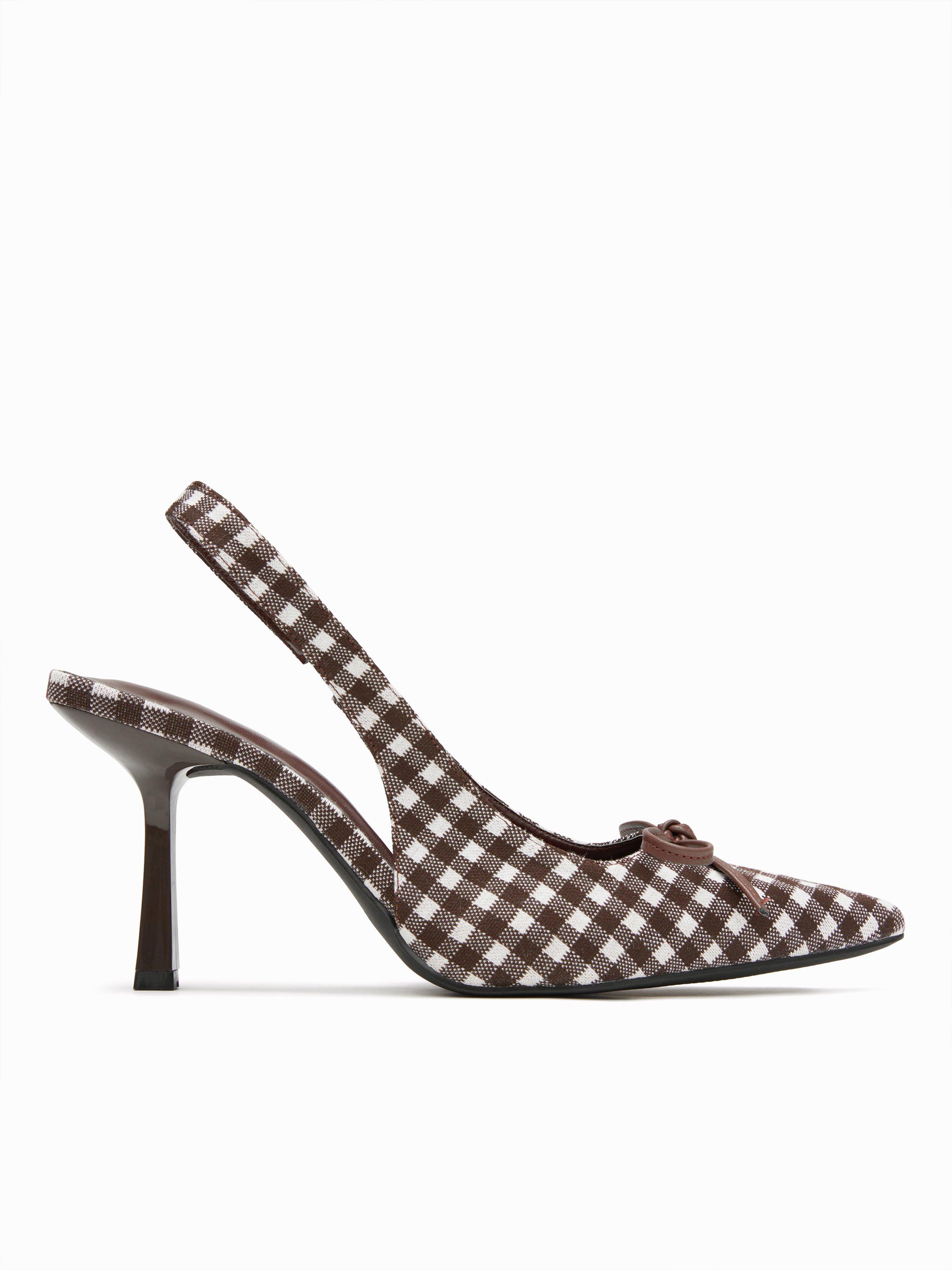 BOWKNOT GINGHAM SLINGBACK HEELS by CIDER