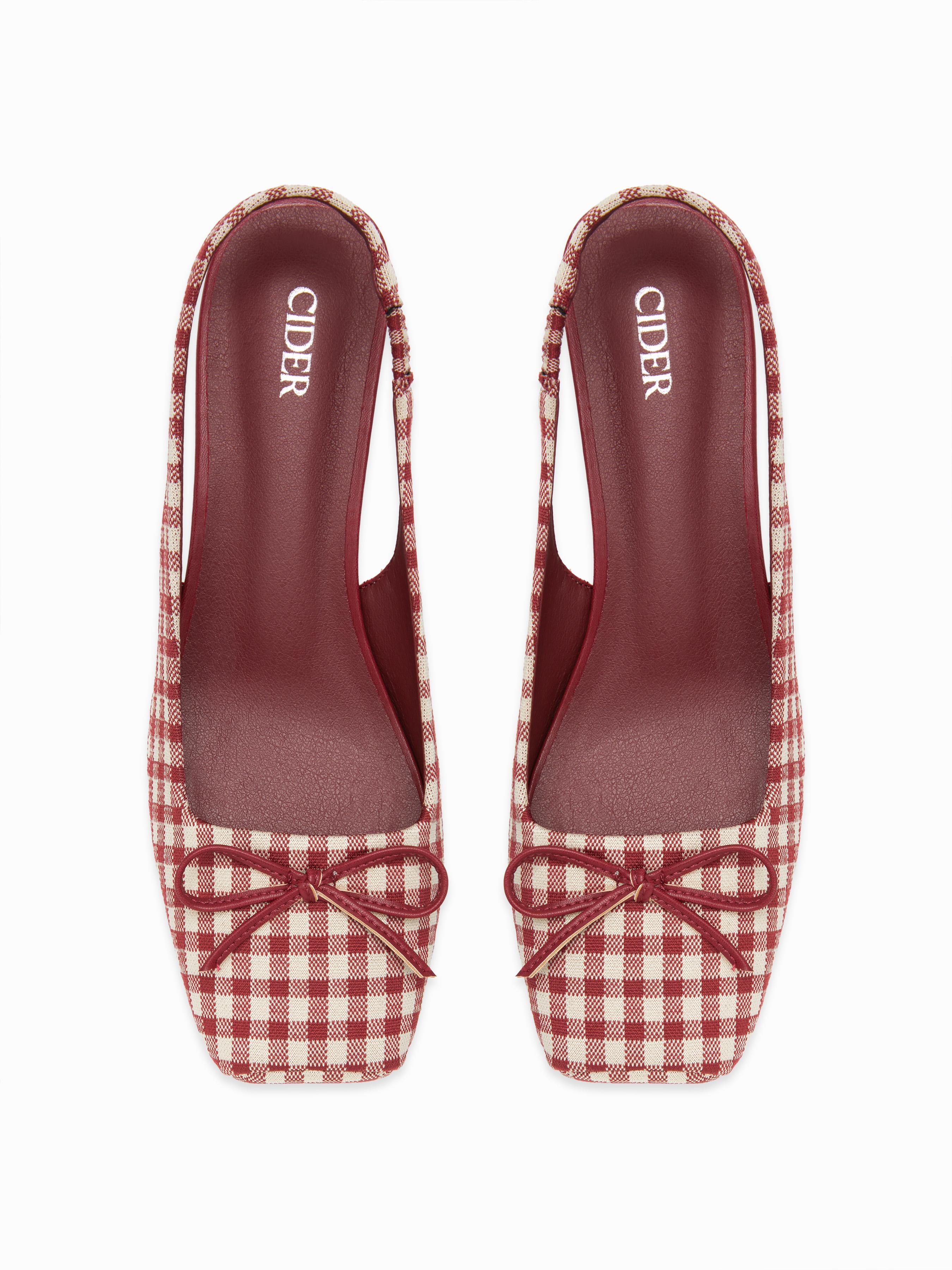 BOWKNOT GINGHAM SLINGBACK HEELS by CIDER