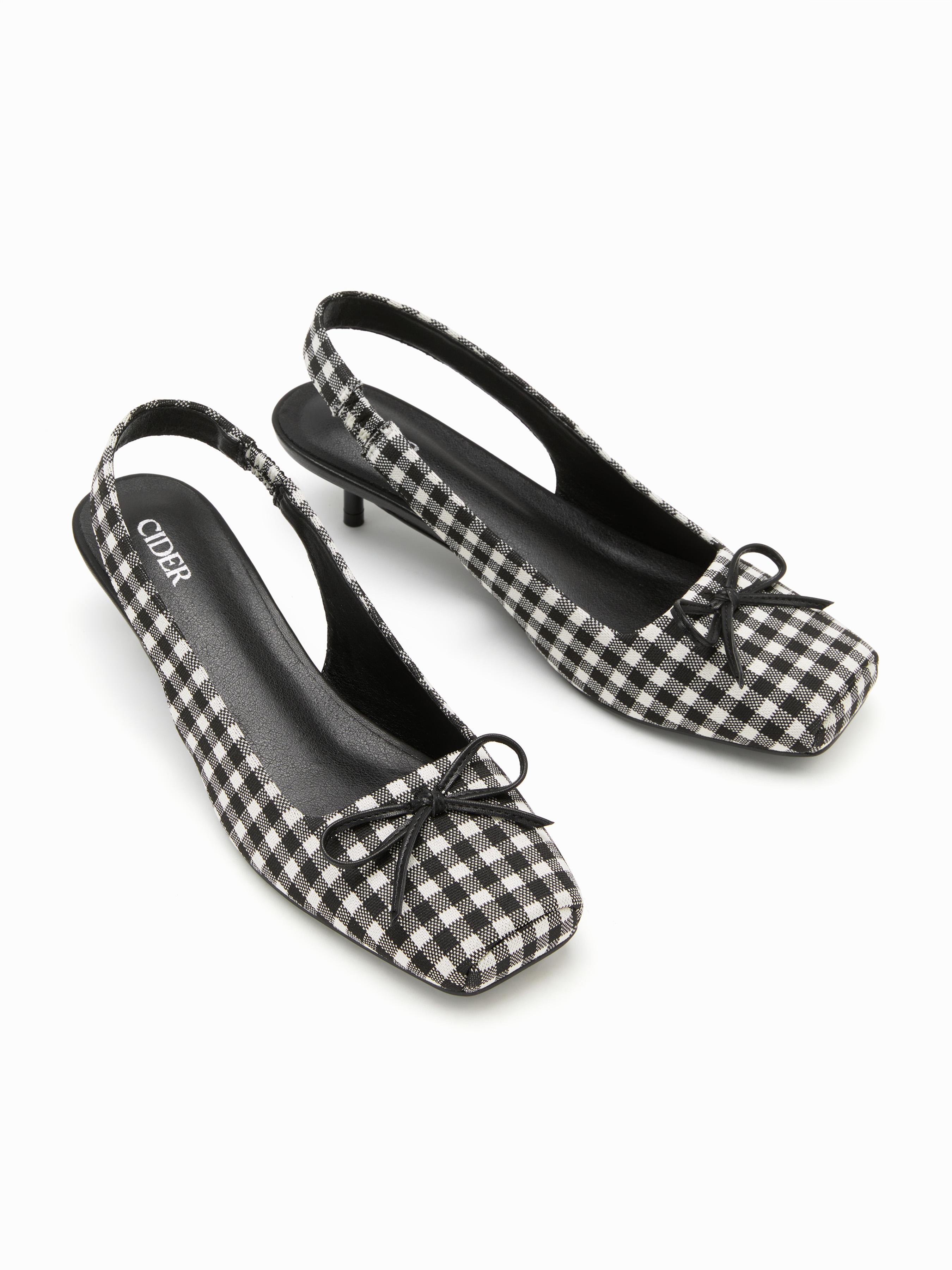 BOWKNOT GINGHAM SLINGBACK HEELS by CIDER