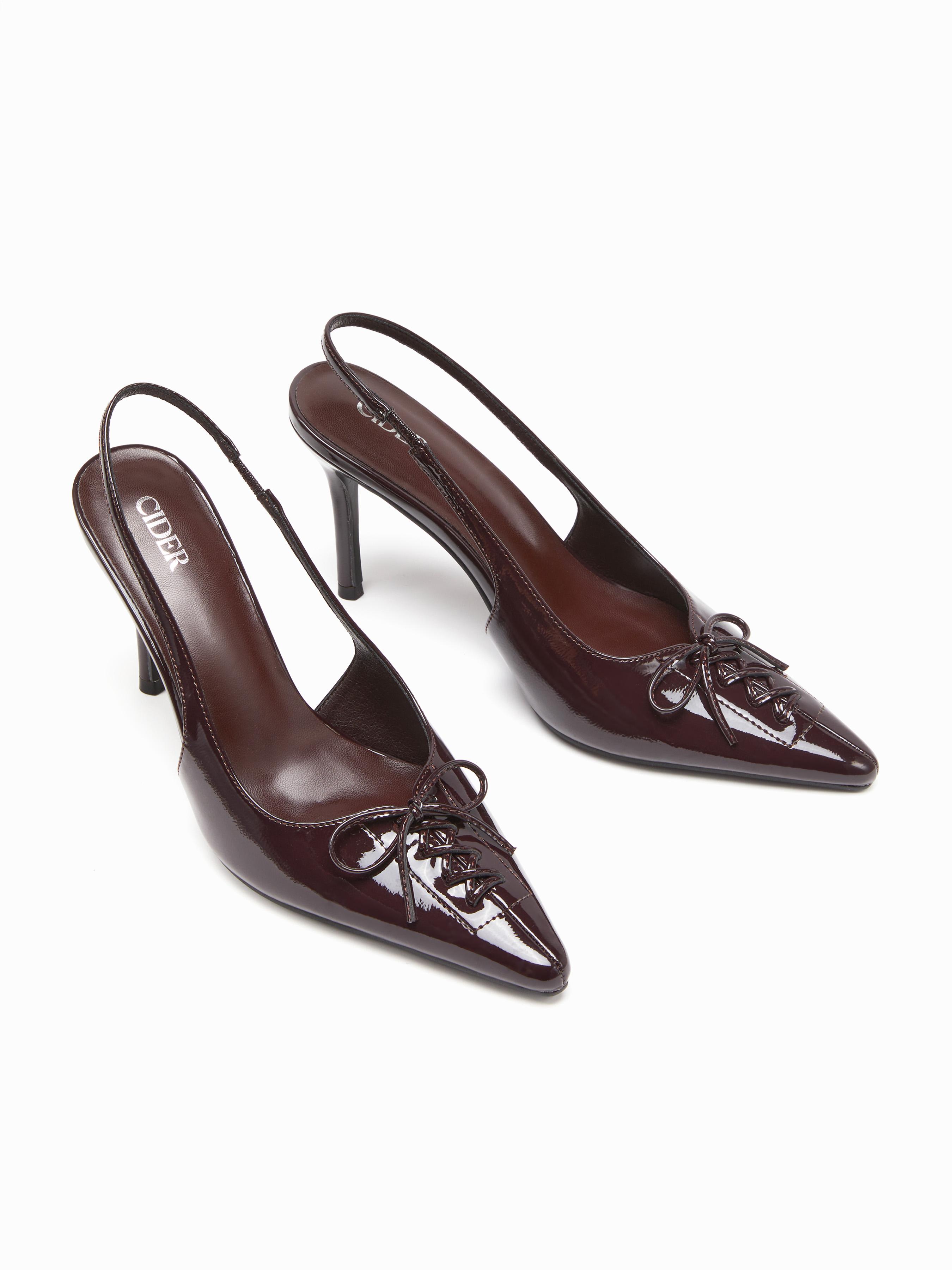 BOWKNOT POINTED TOE SLINGBACK HEELS by CIDER
