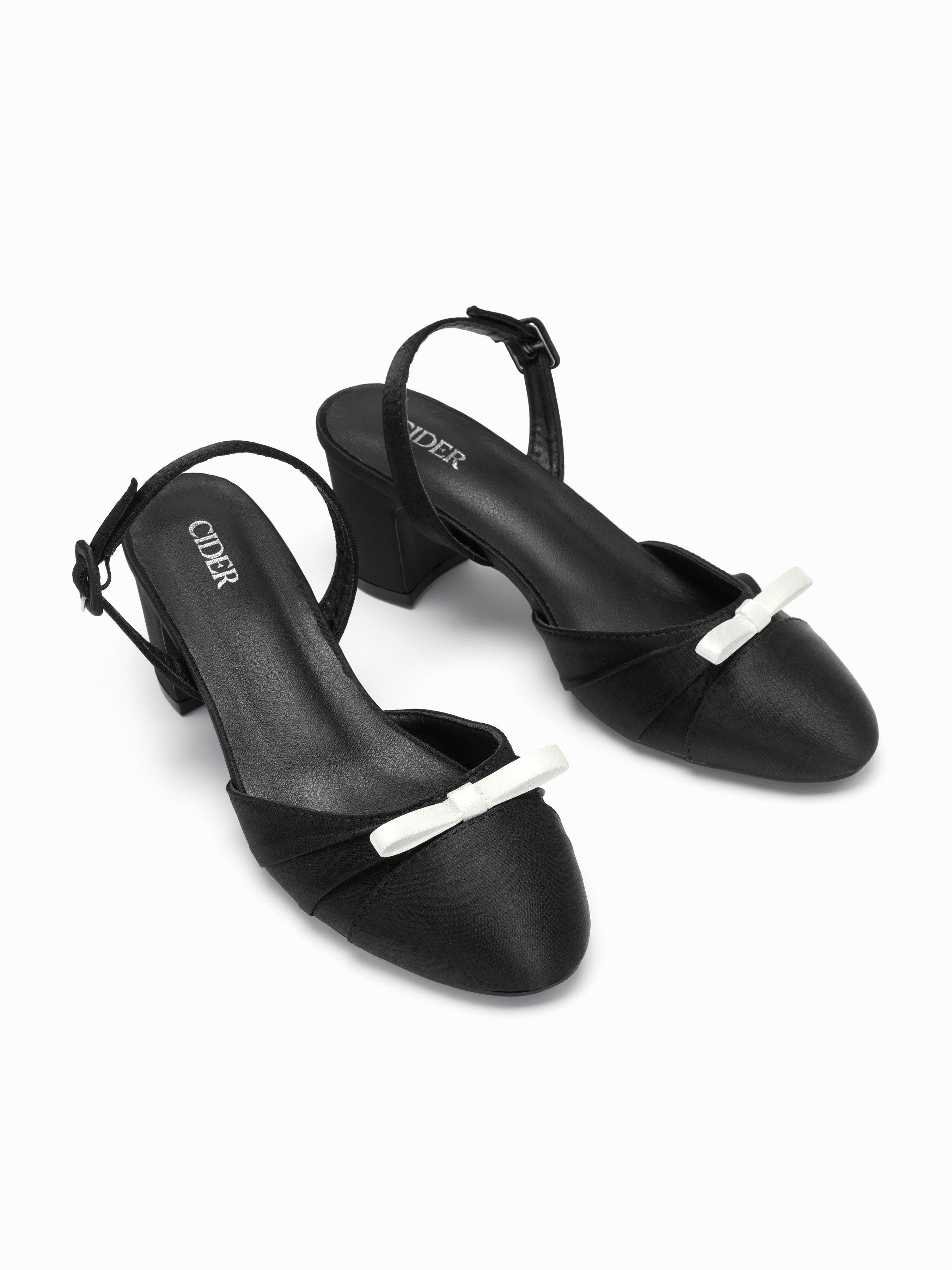 BOWKNOT SLINGBACK CHUNKY HEELS by CIDER