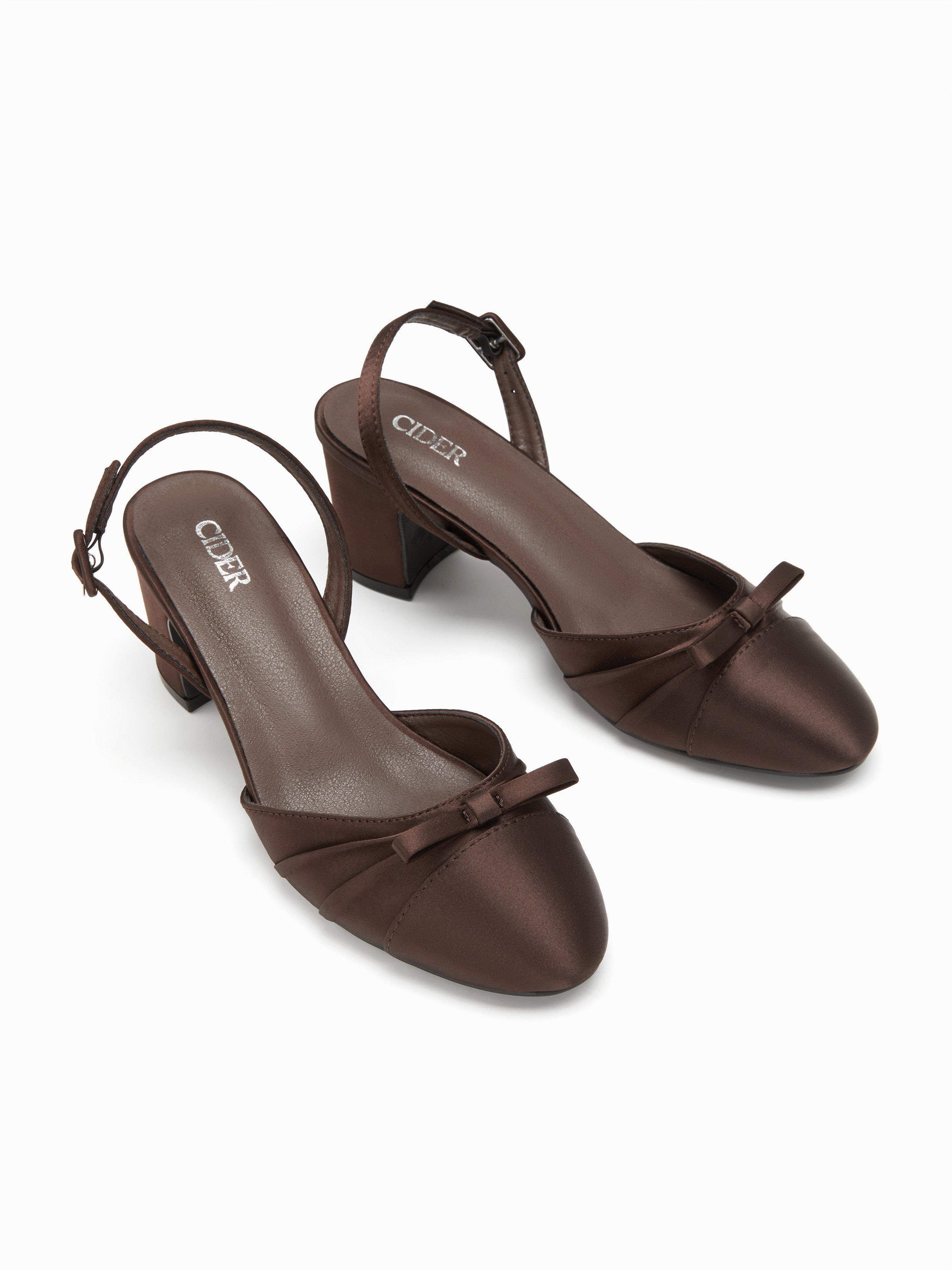 BOWKNOT SLINGBACK CHUNKY HEELS by CIDER