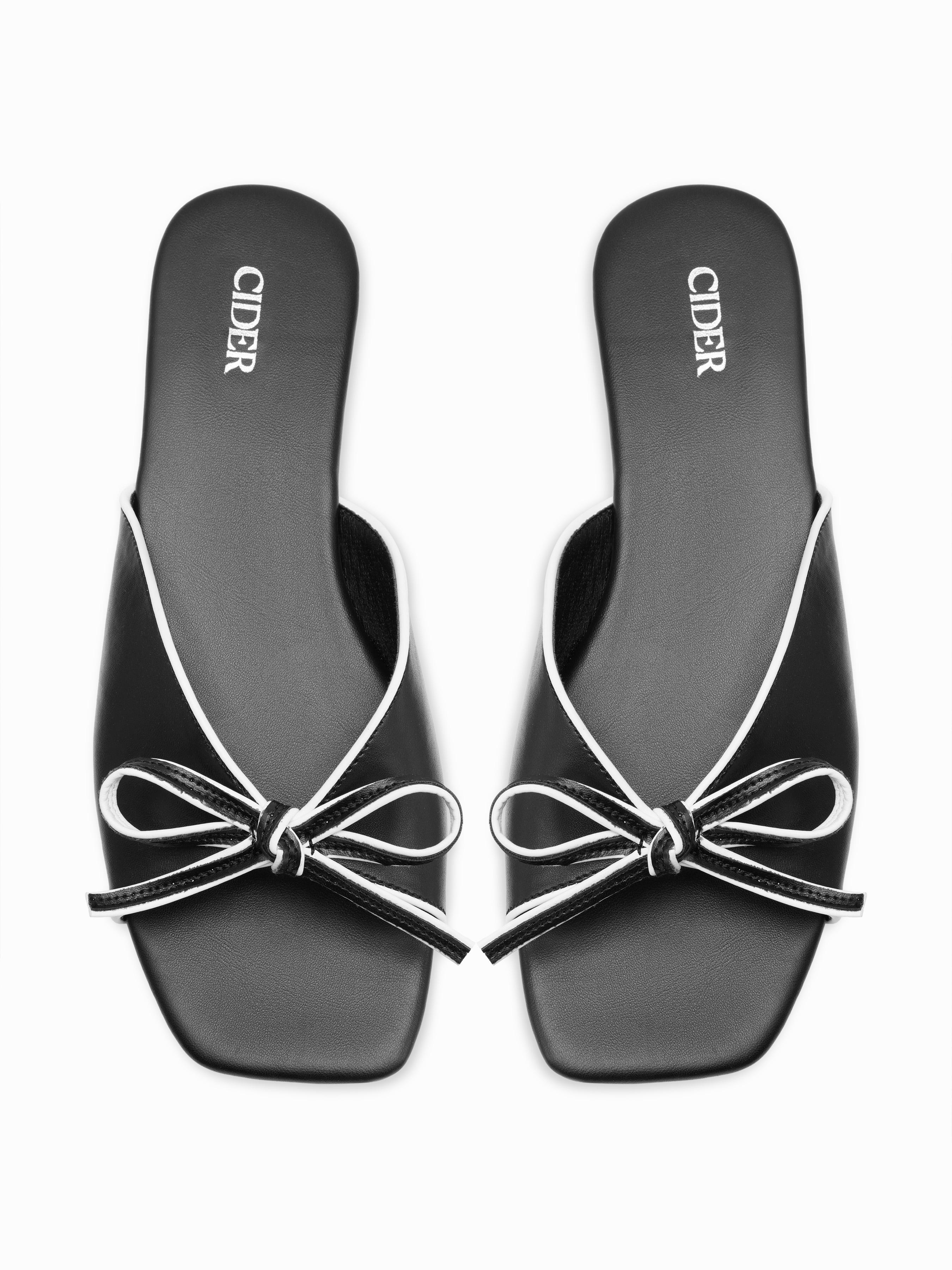 BOWKNOT SQUARE TOE SANDALS by CIDER