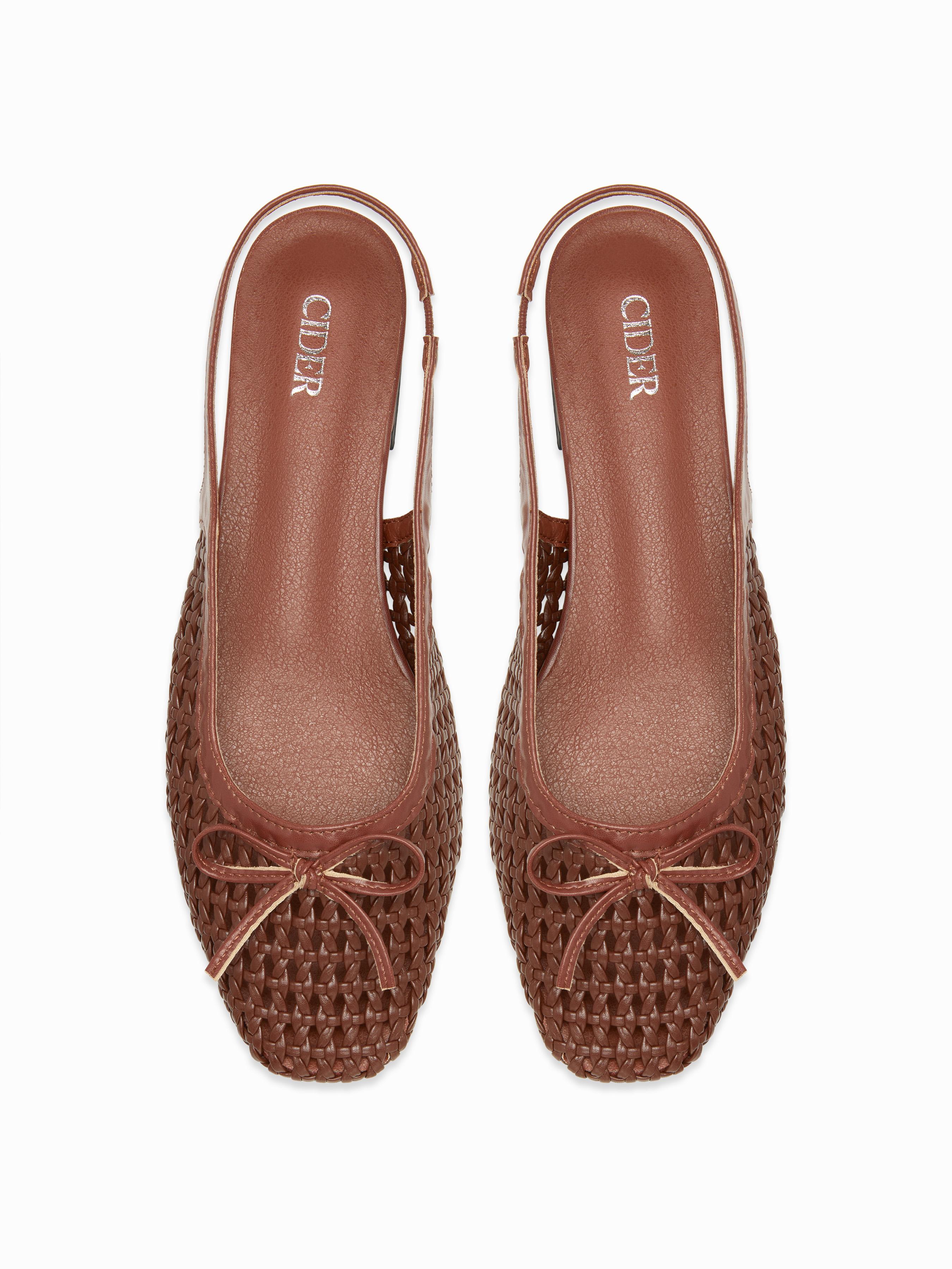 BOWKNOT WOVEN SLINGBACK FLATS by CIDER