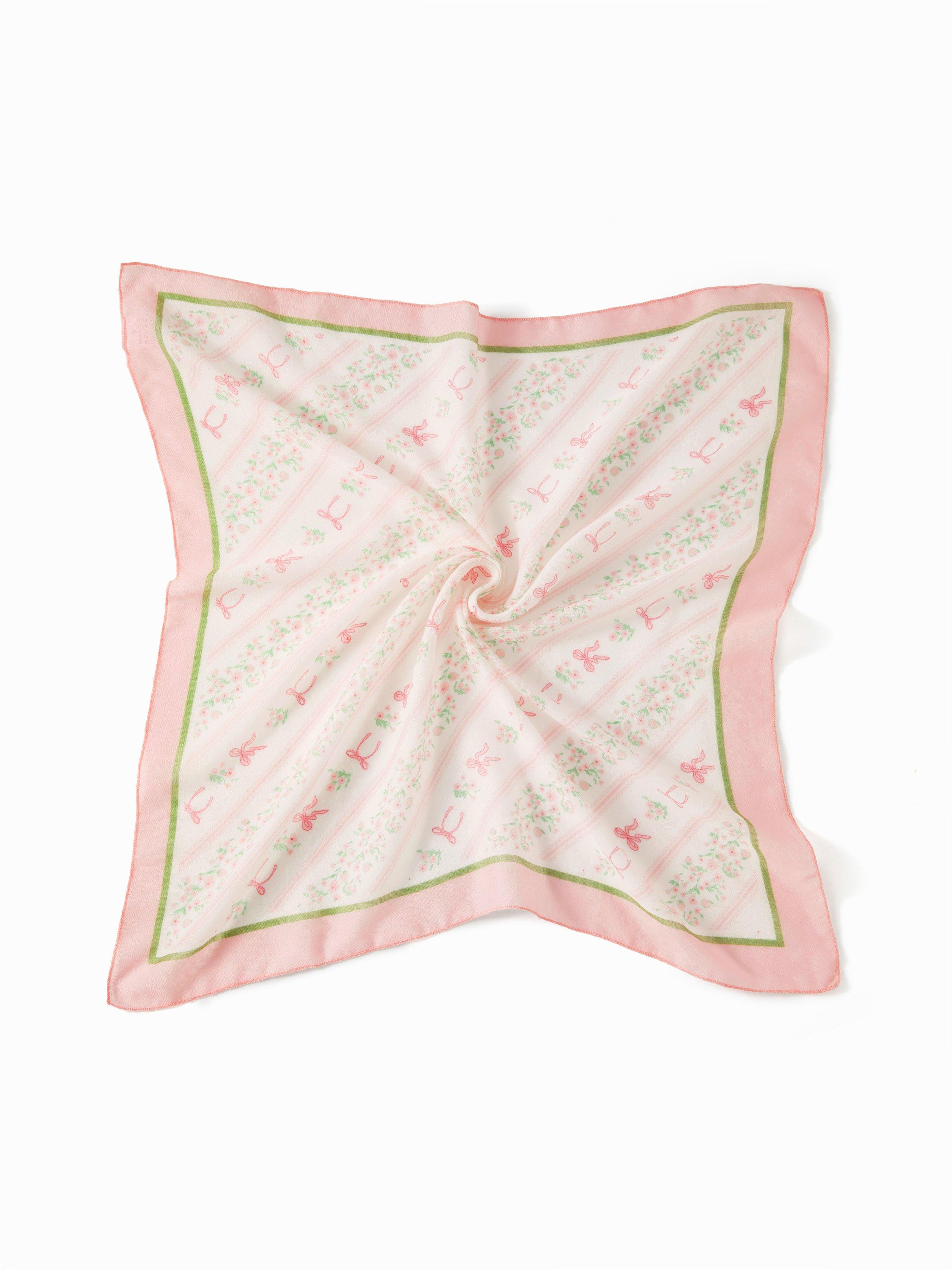 BOWKNOT & FLORAL SQUARE HEADSCARF by CIDER
