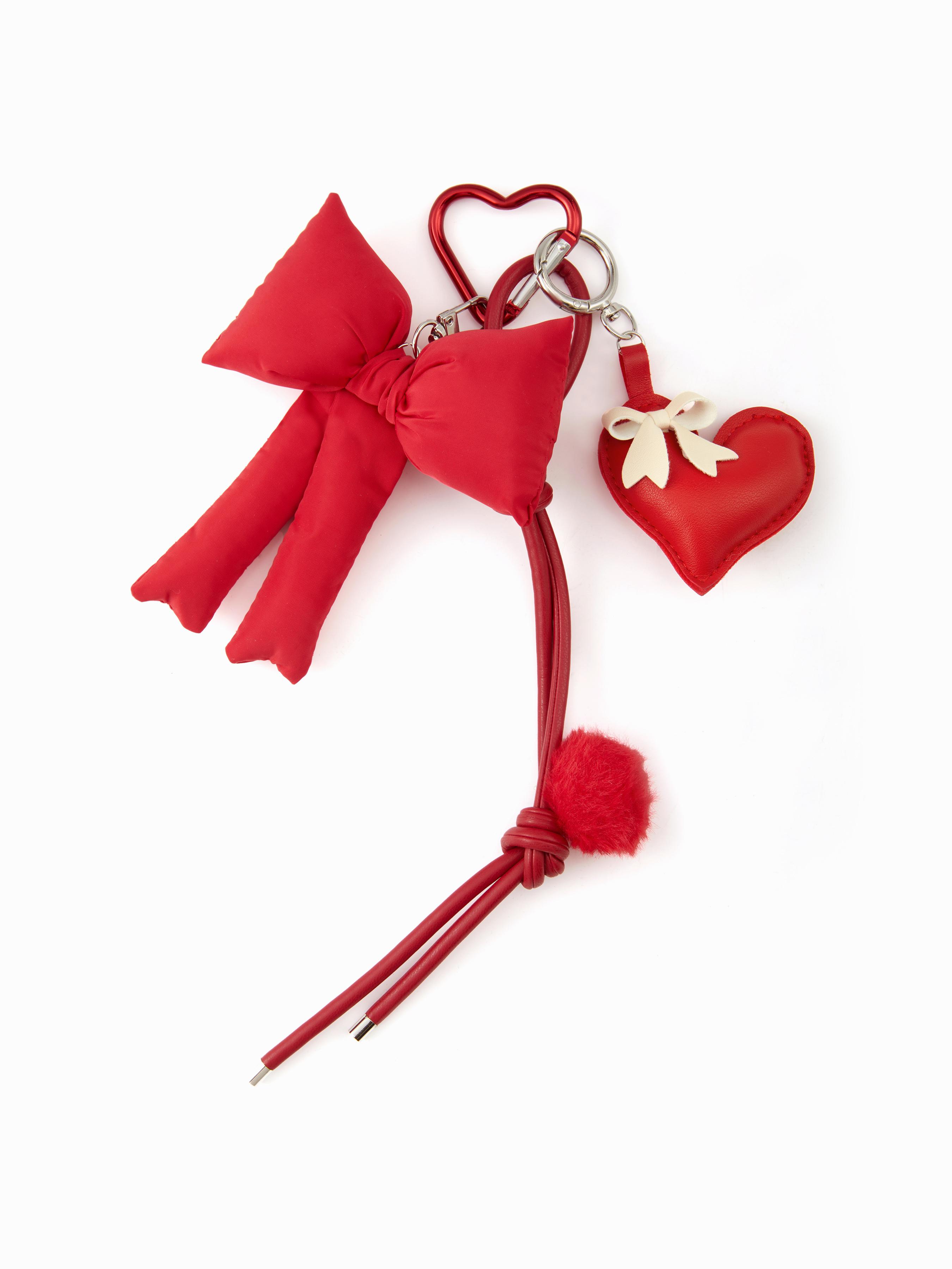 BOWKNOT & HEART & POM-POM KEYCHAIN by CIDER