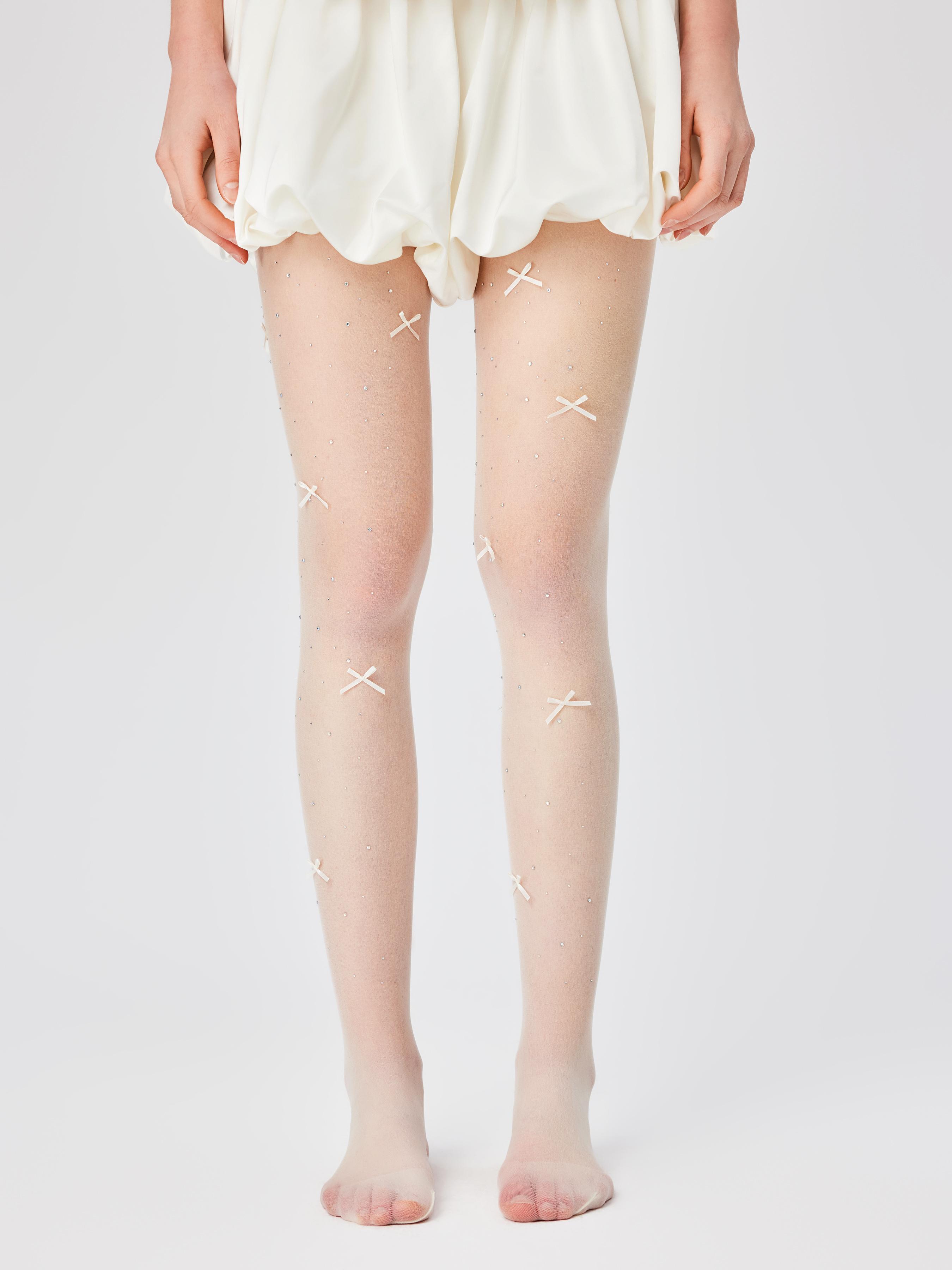 BOWKNOT & RHINESTONE TIGHTS by CIDER