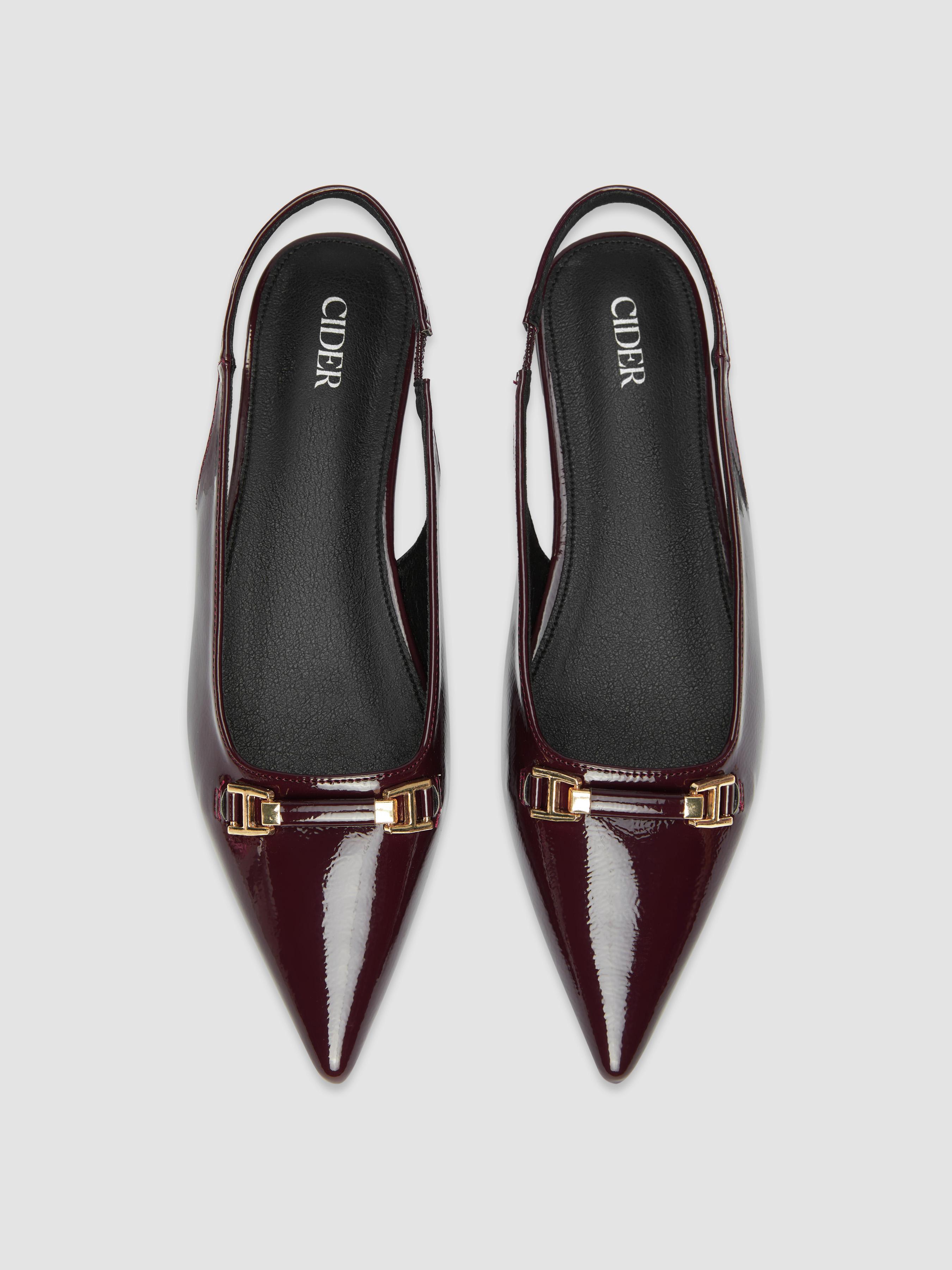 BUCKLE POINTED TOE SLINGBACK FLATS by CIDER